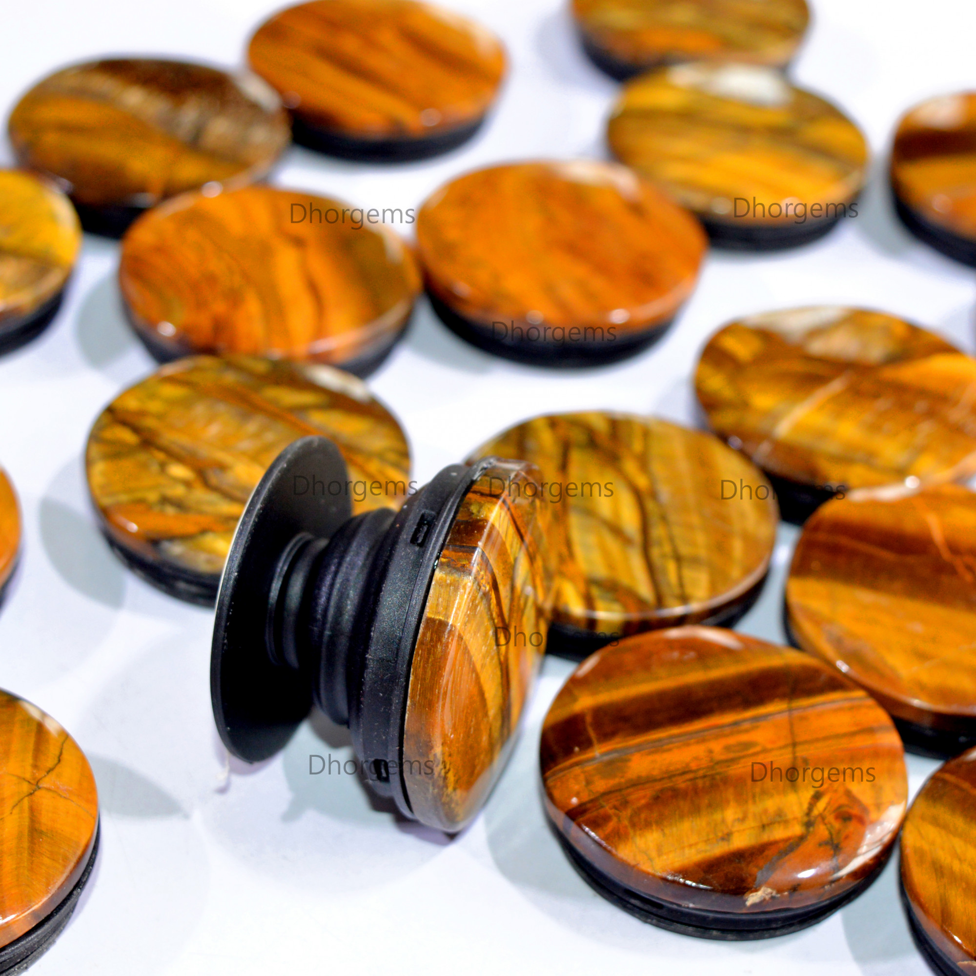 Natural Tiger Eye Gemstone Wholesale Grip Holder Unique Cellphone Accessory Phone Grip Holder Lot