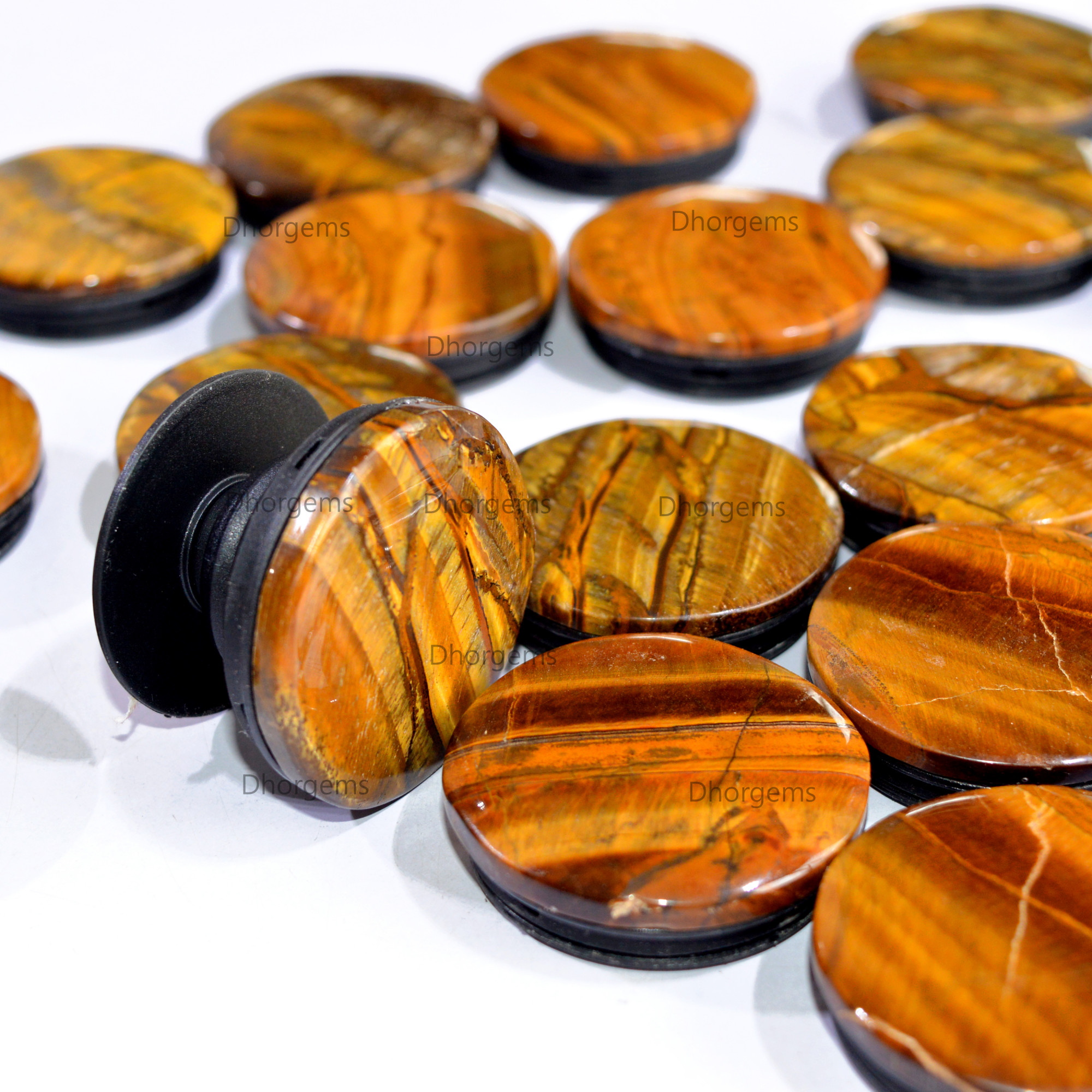 Natural Tiger Eye Gemstone Wholesale Grip Holder Unique Cellphone Accessory Phone Grip Holder Lot