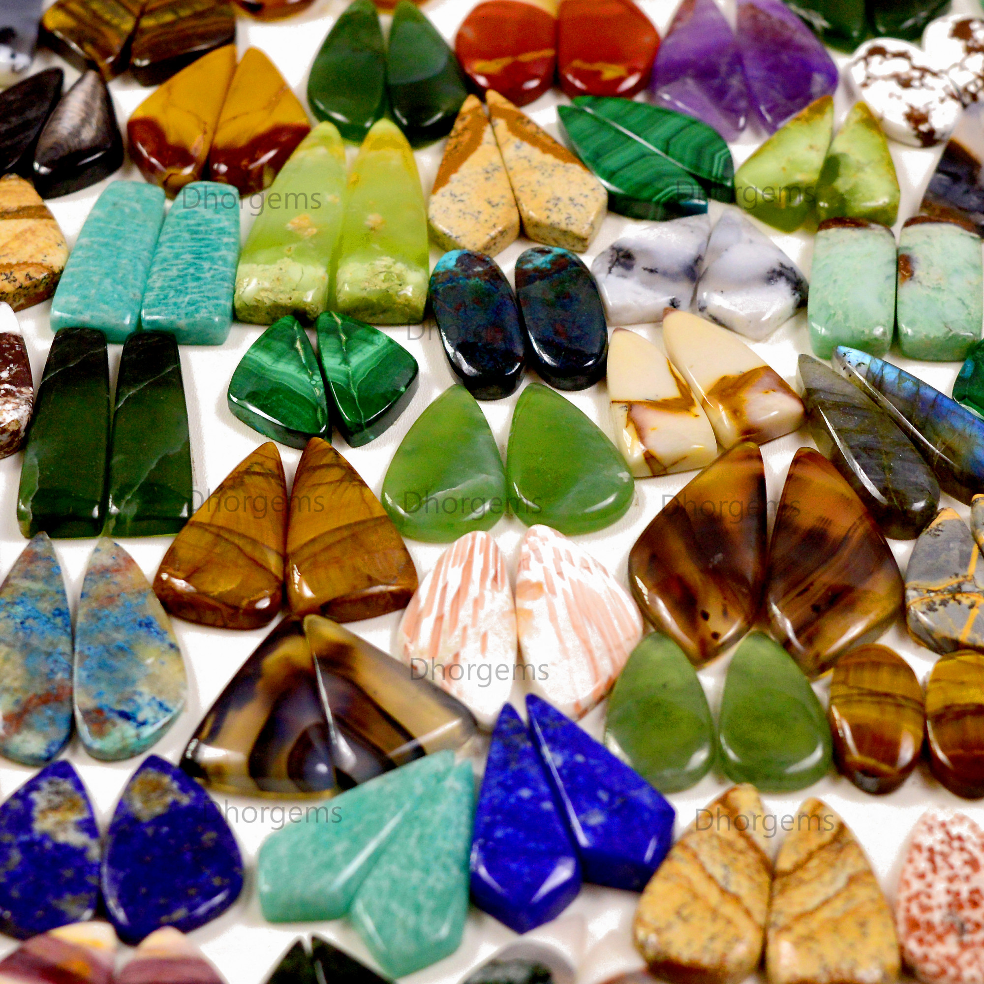Natural Mix Gemstone Cabochon Pairs lot Multi Colors For silver Earrings Making