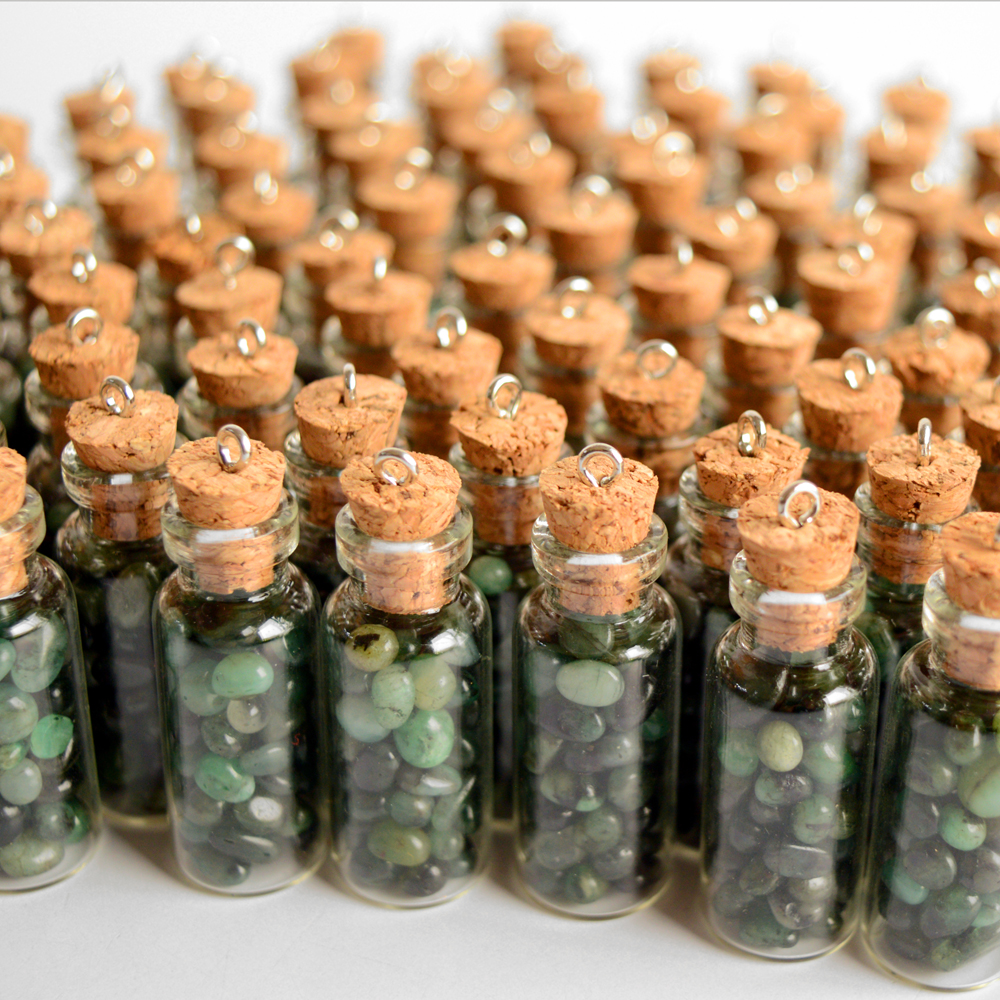 Emerald Glass Cork Bottle
