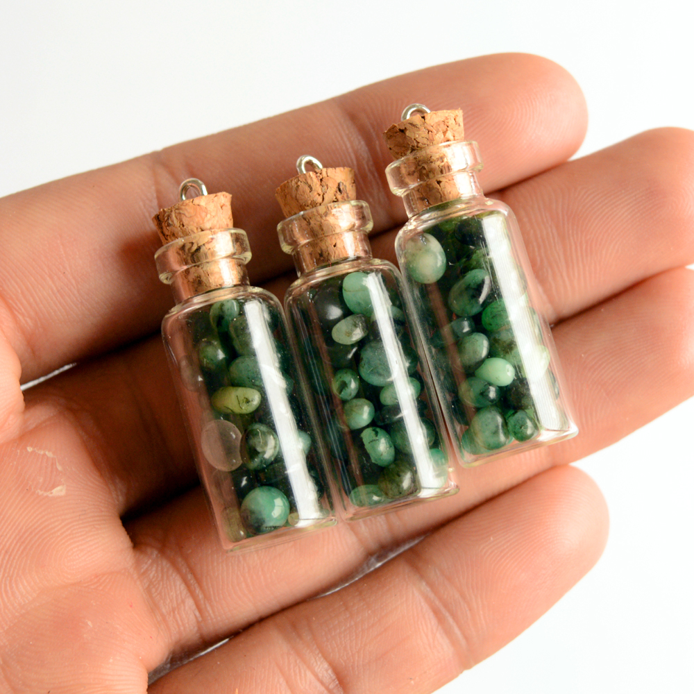 Emerald Glass Cork Bottle