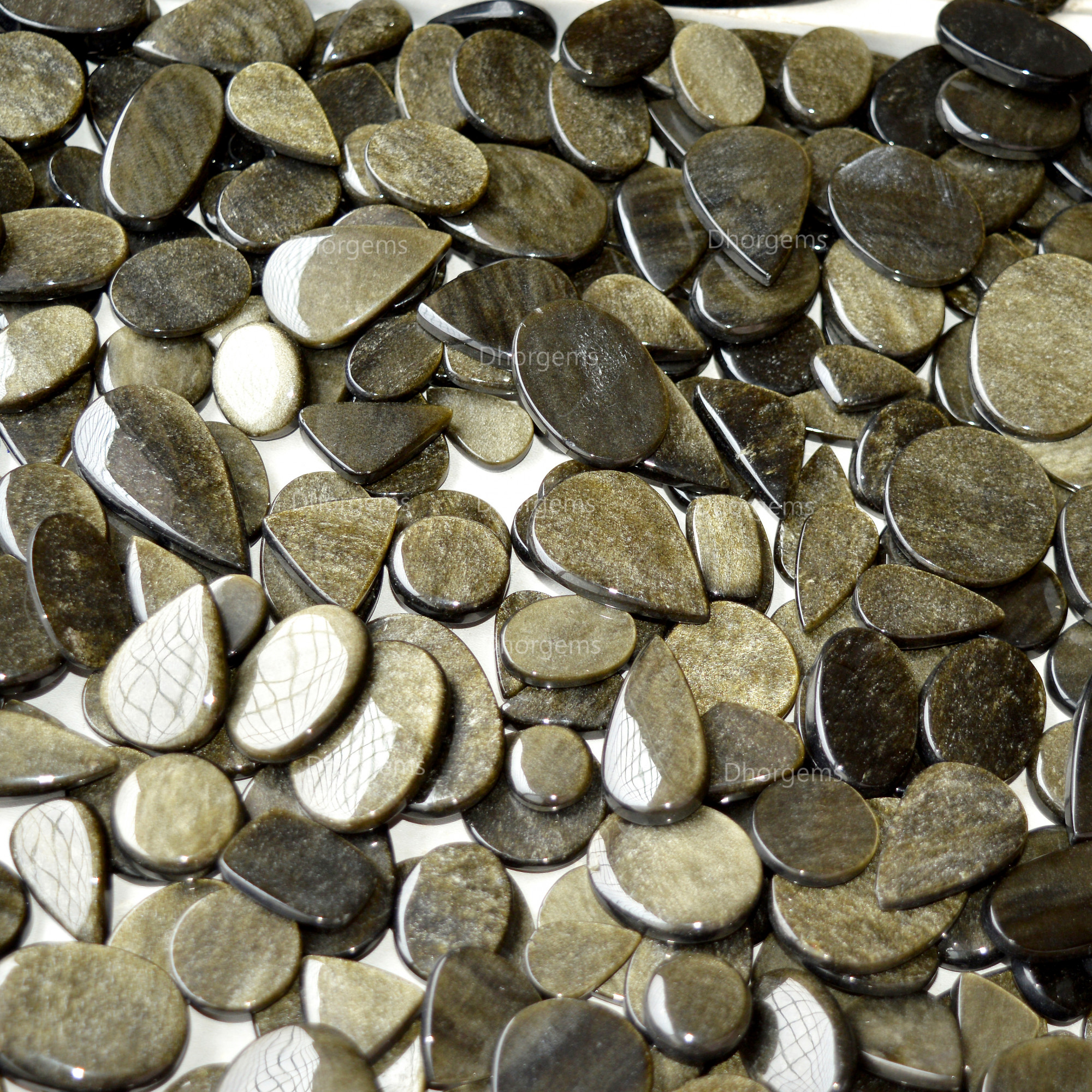 Natural Silver Obsidian Cabochon Gemstone Lot For Jewelry Making Mixed Sizes and Shapes Wholesale Silver Obsidian Healing Crystals