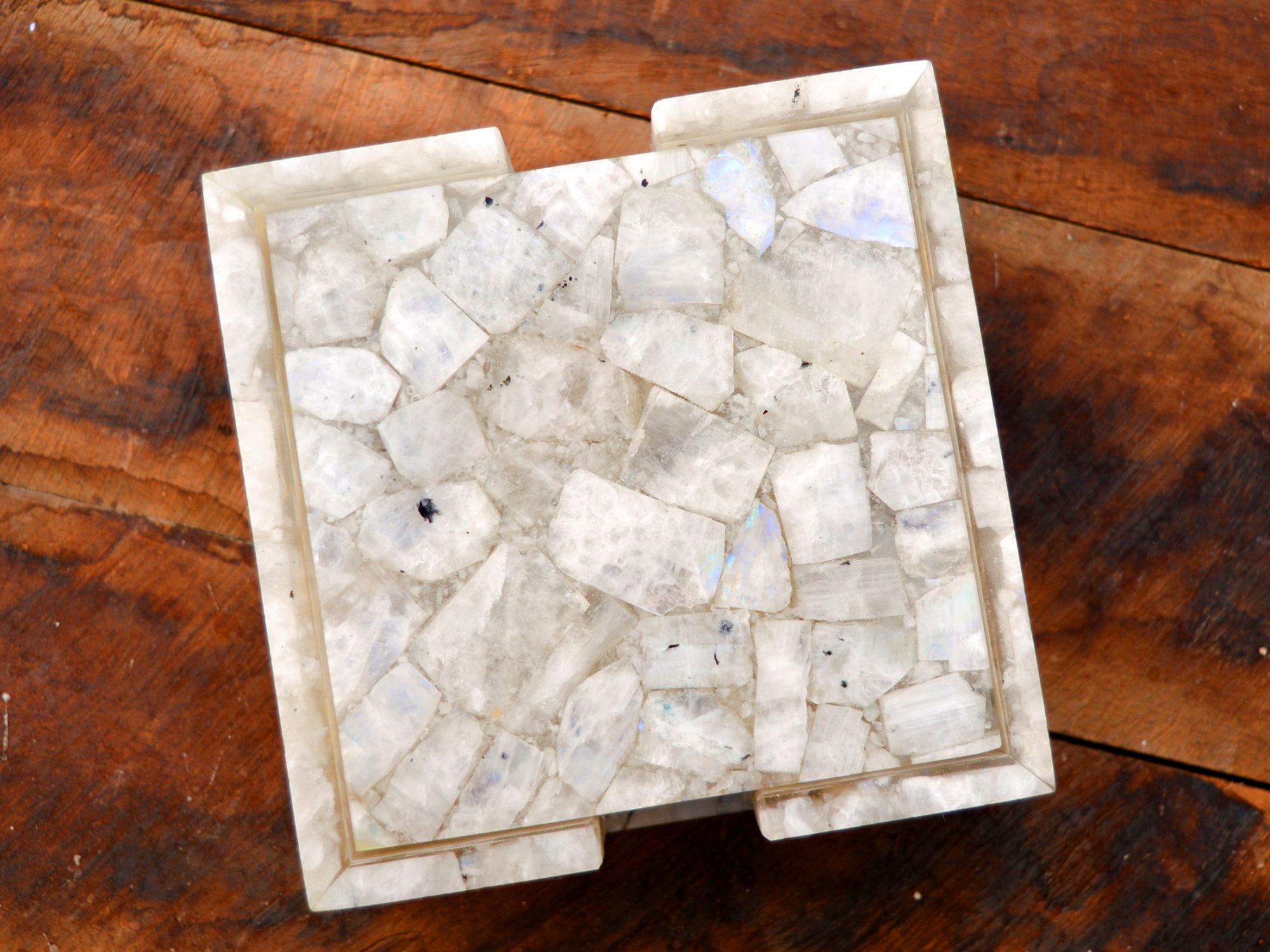 Moonstone  square coasters with stand coasters moonstone with box