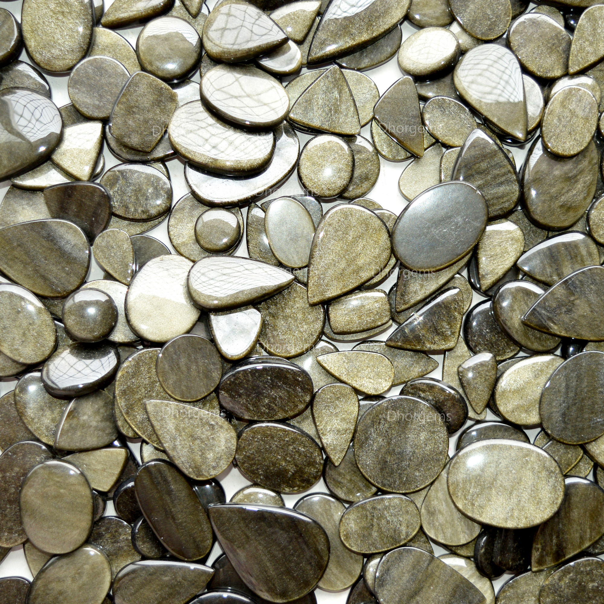 Natural Silver Obsidian Cabochon Gemstone Lot For Jewelry Making Mixed Sizes and Shapes Wholesale Silver Obsidian Healing Crystals