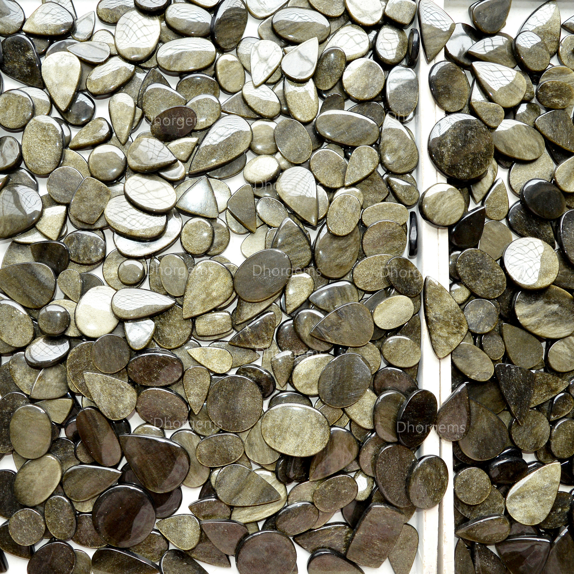 Natural Silver Obsidian Cabochon Gemstone Lot For Jewelry Making Mixed Sizes and Shapes Wholesale Silver Obsidian Healing Crystals