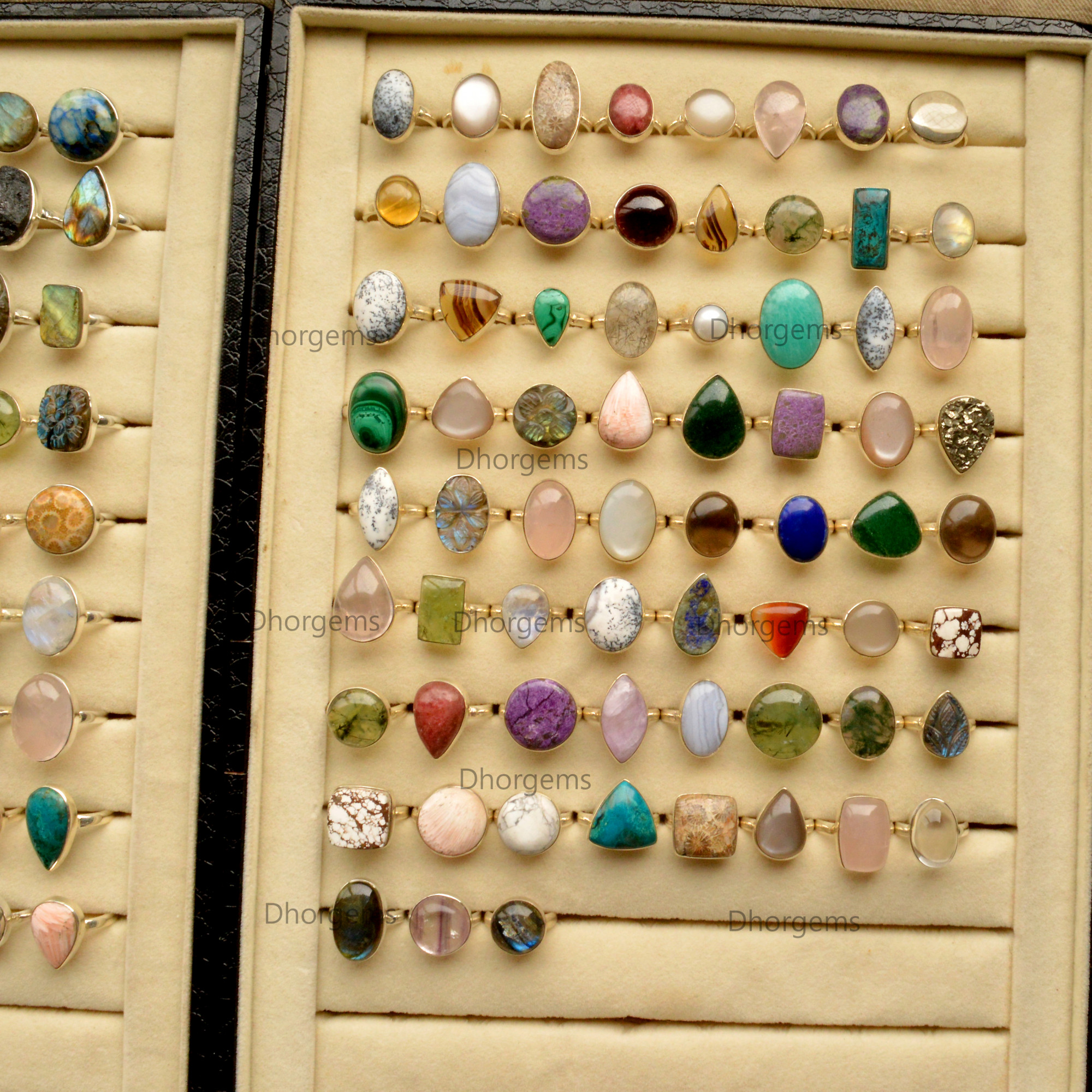 Natural Mix Gemstone 925 Sterling Silver Rings Wholesale Lot Handmade Gemstone Jewelry Random Selection Rings