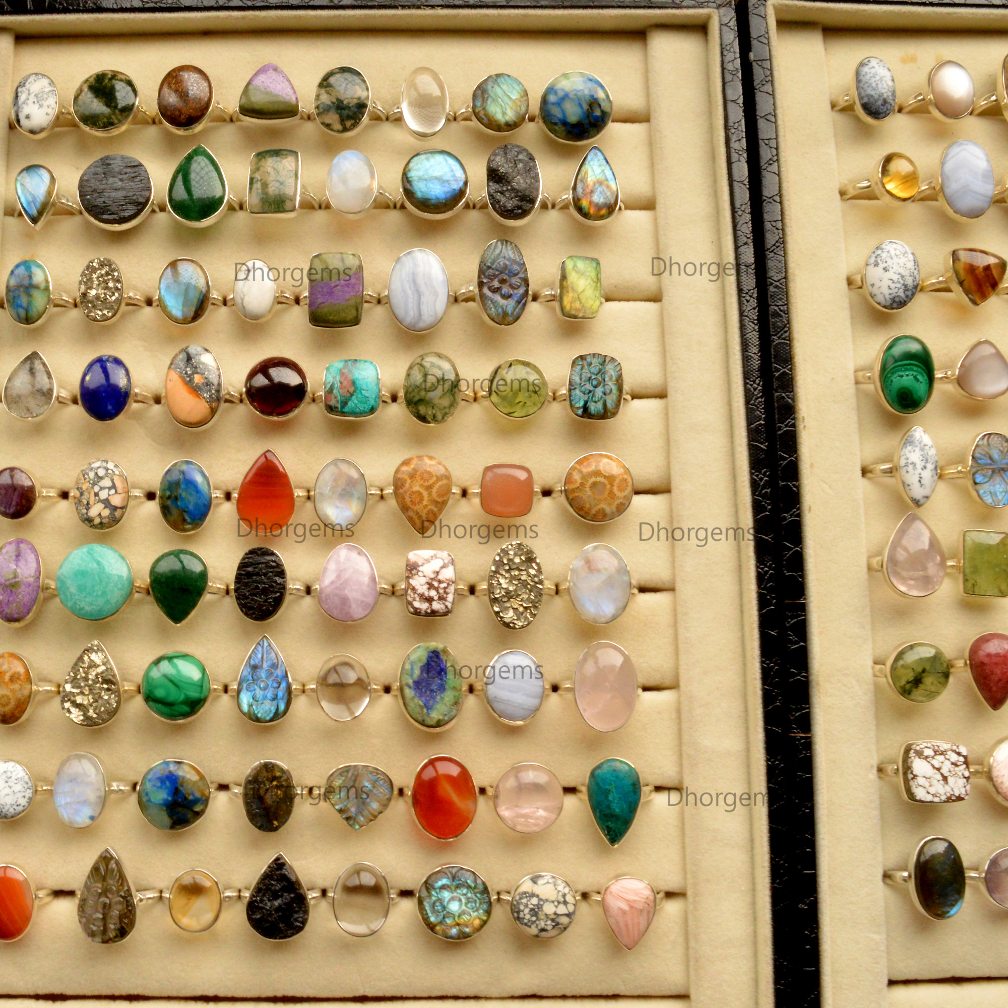 Natural Mix Gemstone 925 Sterling Silver Rings Wholesale Lot Handmade Gemstone Jewelry Random Selection Rings