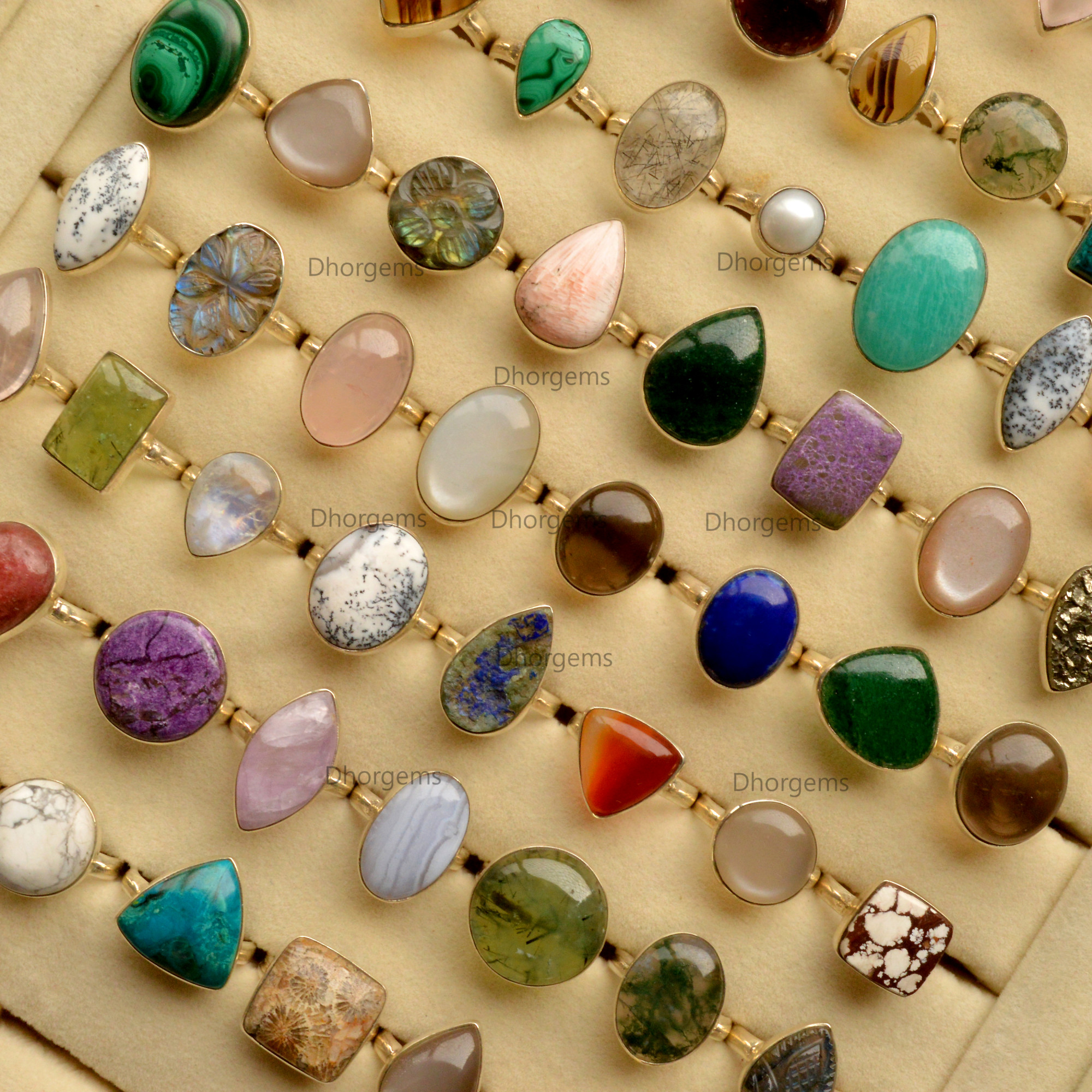 Natural Mix Gemstone 925 Sterling Silver Rings Wholesale Lot Handmade Gemstone Jewelry Random Selection Rings