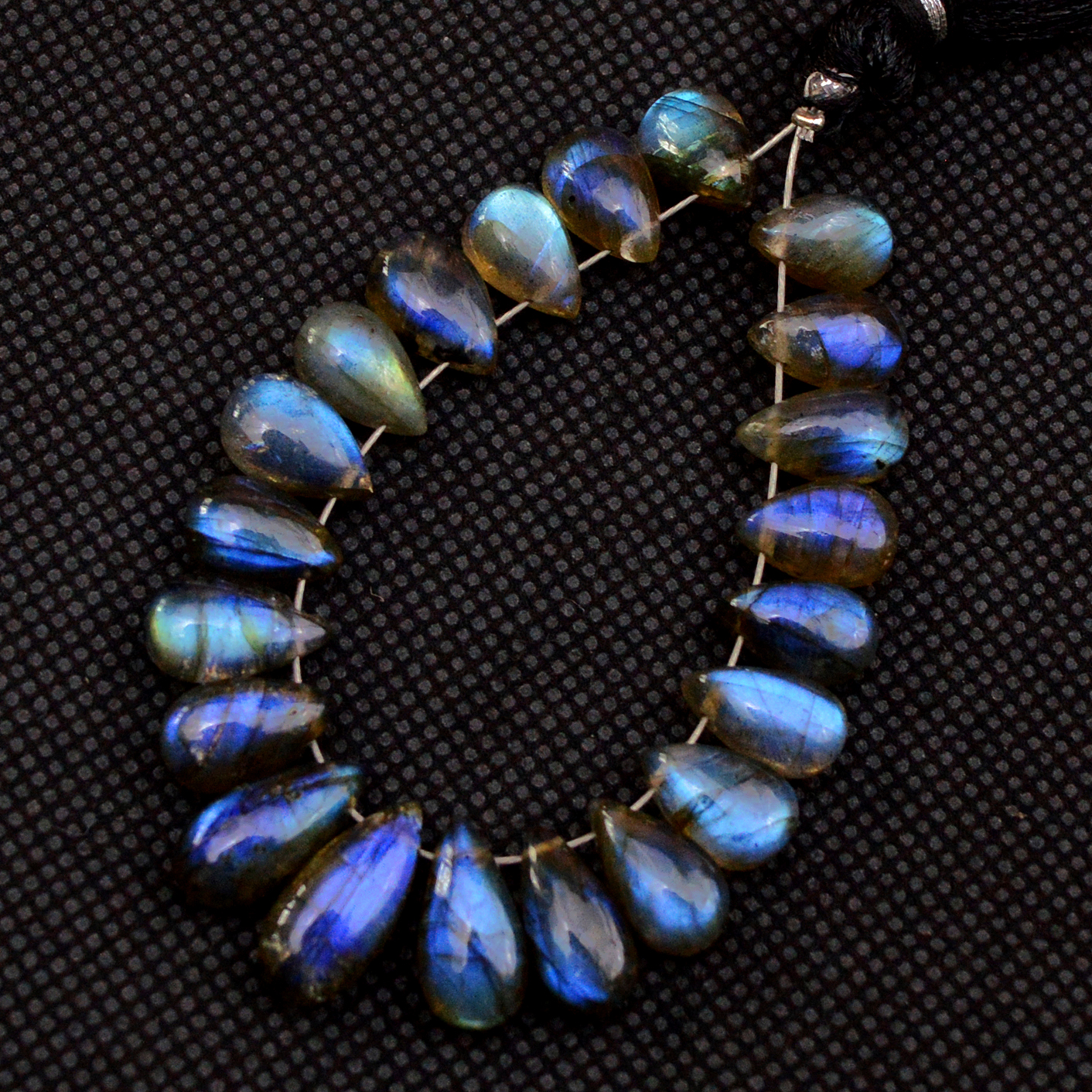 21 Pcs 63 Cts Natural Labradorite Drop Beads Side Drilled Briolette Gemstone 13x5 9x5mm 18583