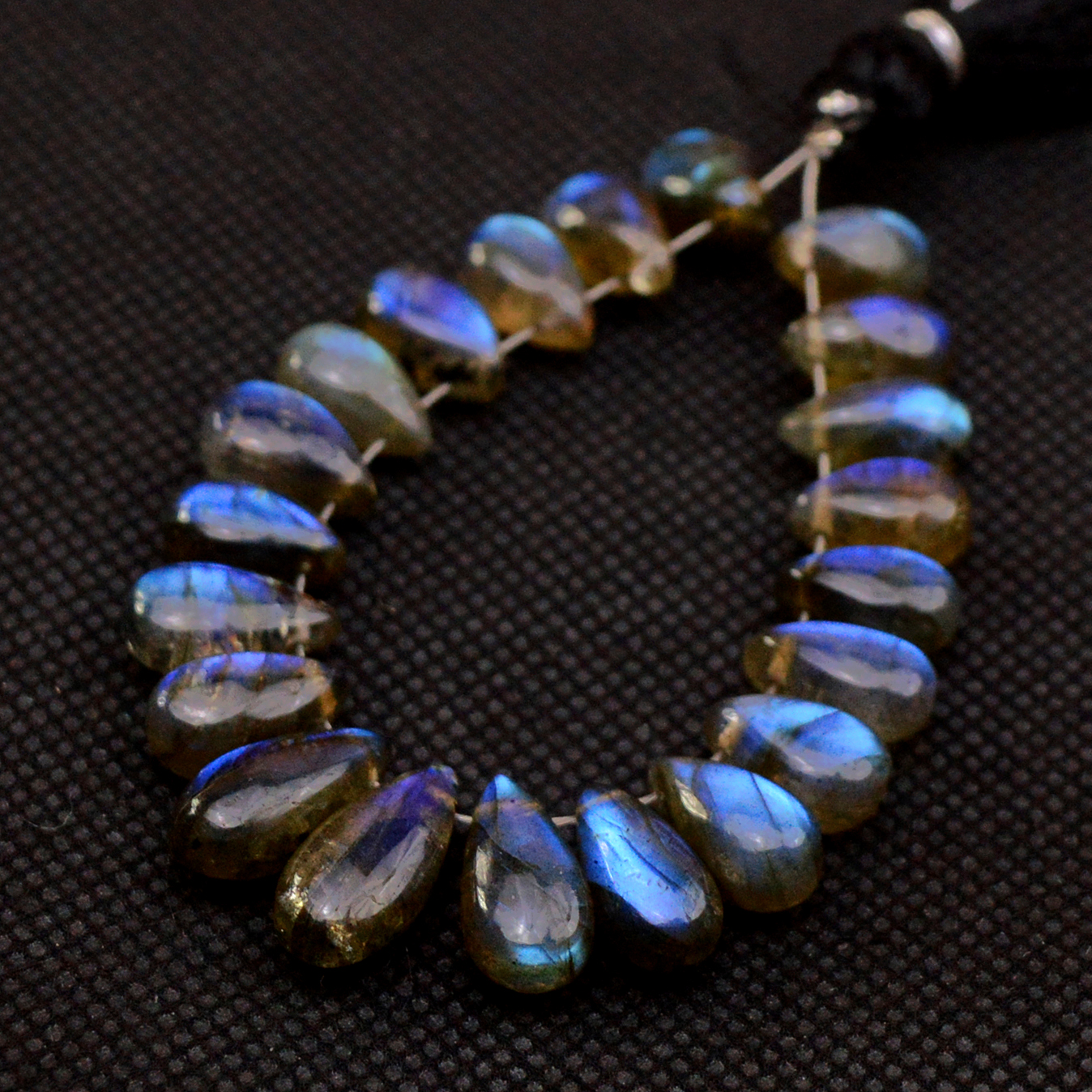 21 Pcs 63 Cts Natural Labradorite Drop Beads Side Drilled Briolette Gemstone 13x5 9x5mm 18583