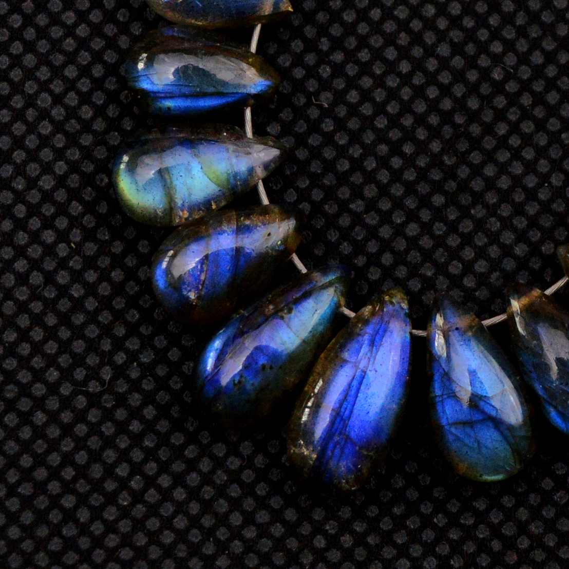 21 Pcs 63 Cts Natural Labradorite Drop Beads Side Drilled Briolette Gemstone 13x5 9x5mm 18583
