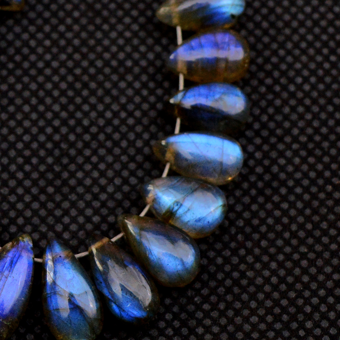 21 Pcs 63 Cts Natural Labradorite Drop Beads Side Drilled Briolette Gemstone 13x5 9x5mm 18583