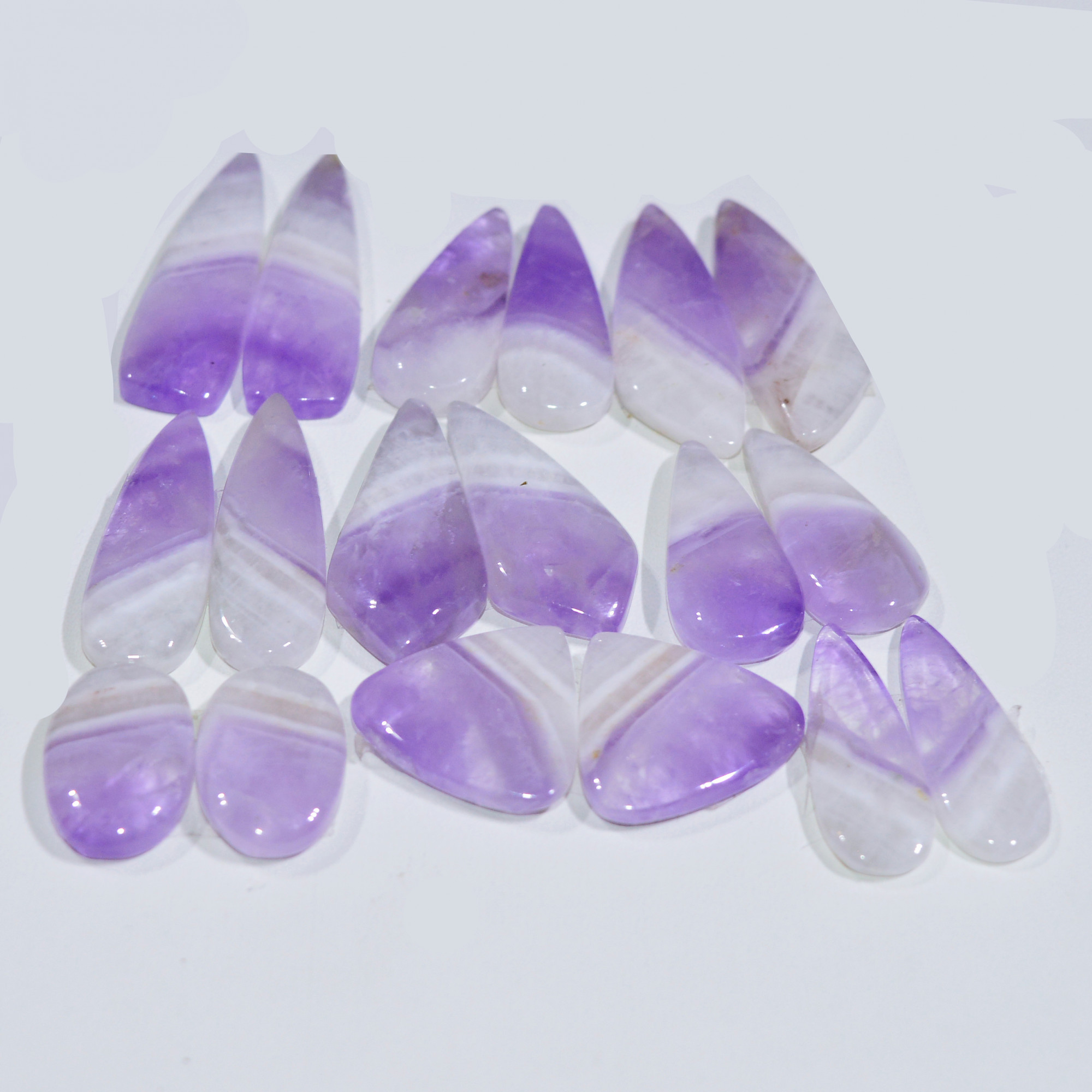 8 Pair 155 Cts Natural Purple Amethyst Cabochon Pair Loose Gemstone Wholesale Lot Jewelry Making 33x8 17x8mm 19506