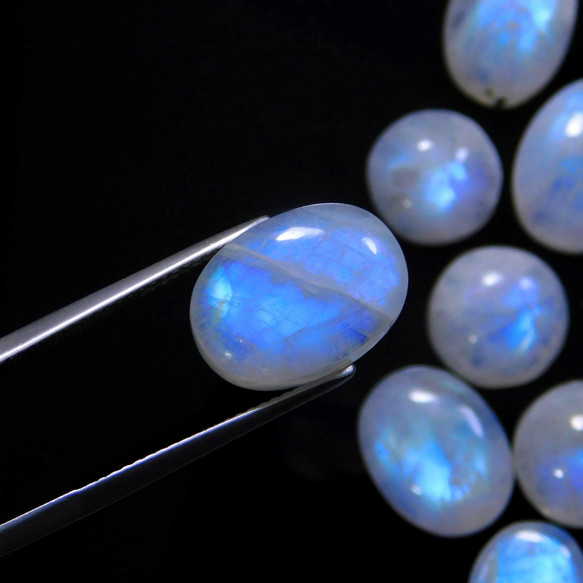 28 Pcs 198 Cts Natural Rainbow Moonstone Gemstone Cabochon Lot 9x9-19x11mmR-13965