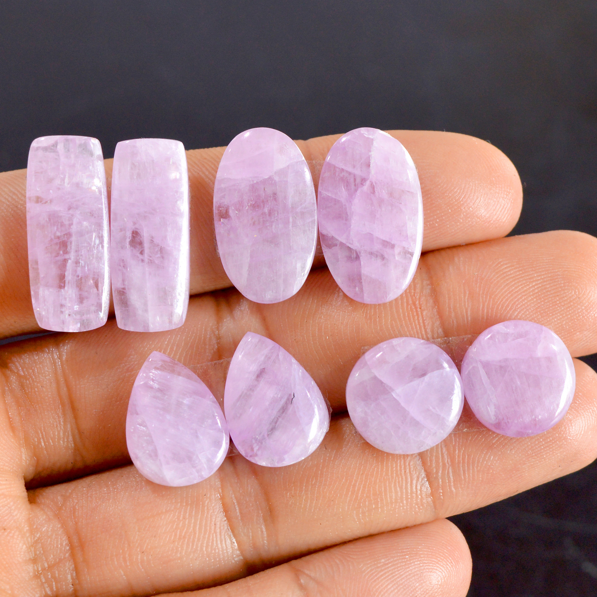 4 Pairs 90 Cts Natural Kunzite Pair Gemstone Lot For Jewelry Making 15x14-22x14 mm R-14493