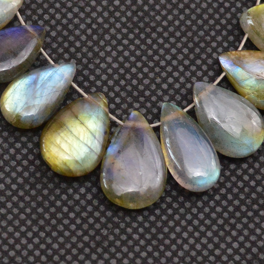 34 Pcs 120 Cts Natural Labradorite Side Drill Tear Drop Briolette Healing Crystal 13x8 9x6mm 18682