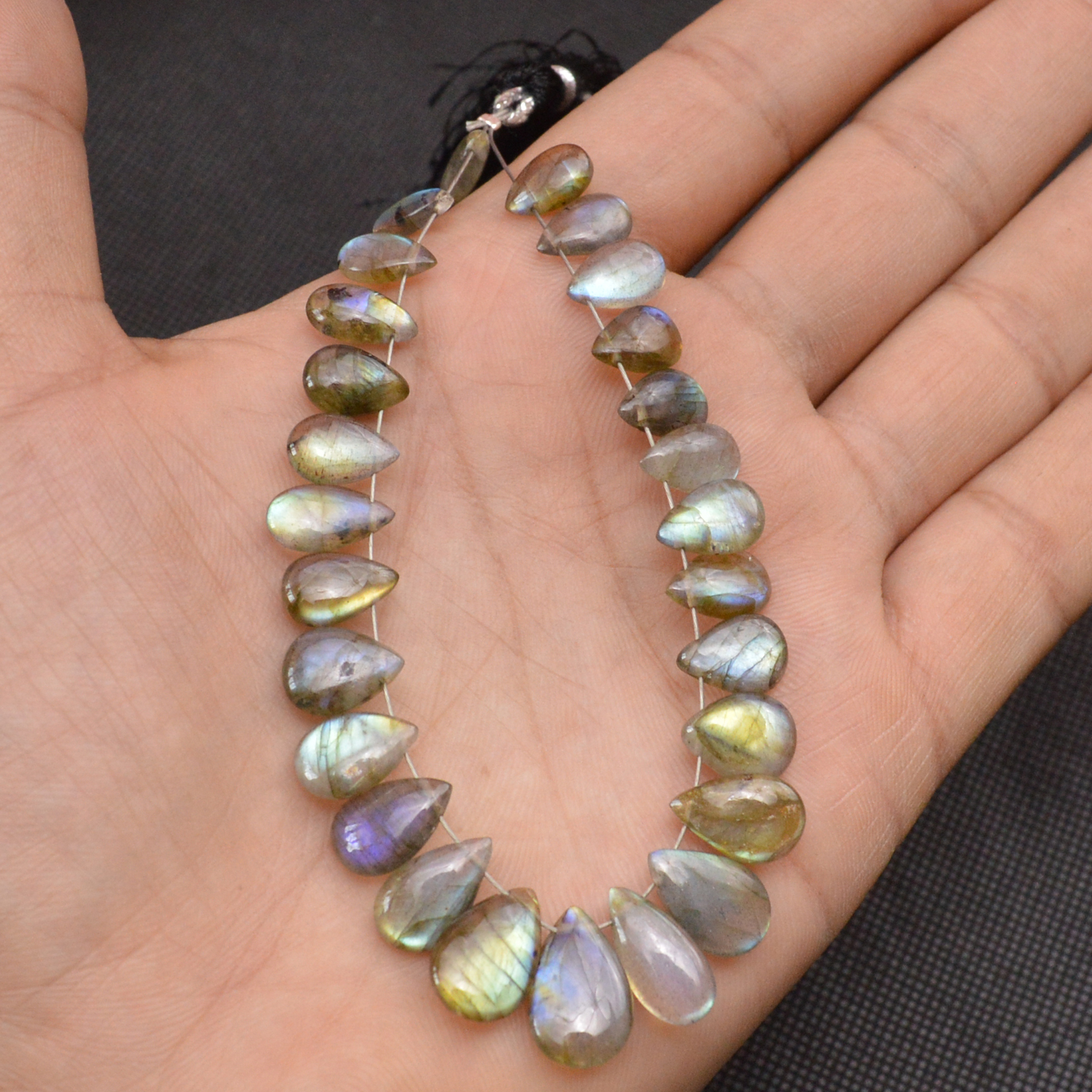 34 Pcs 120 Cts Natural Labradorite Side Drill Tear Drop Briolette Healing Crystal 13x8 9x6mm 18682