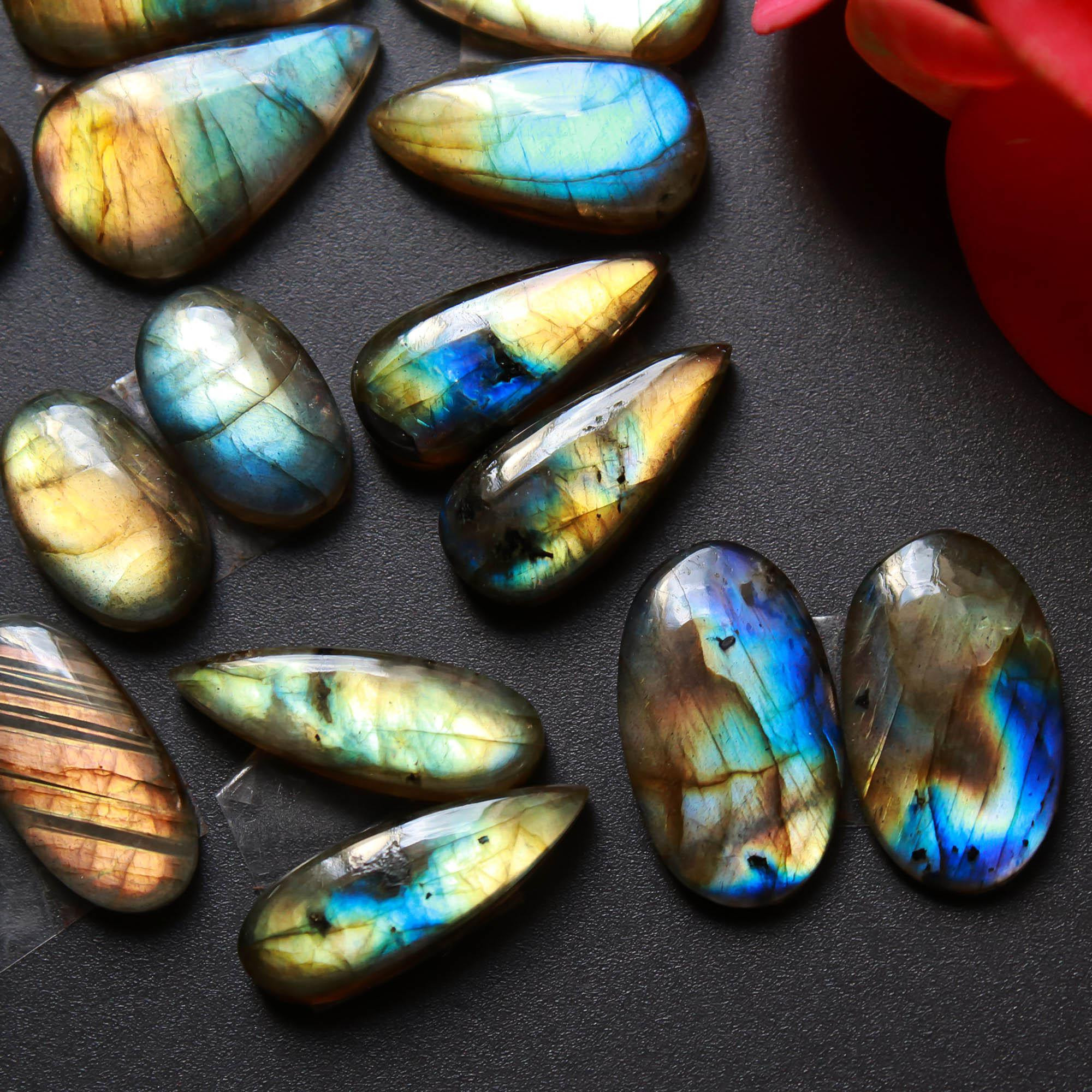 9Pairs 106Cts Natural Labradorite Gemstone Cabochon Pairs Lot 20x10 15x7mm 18505
