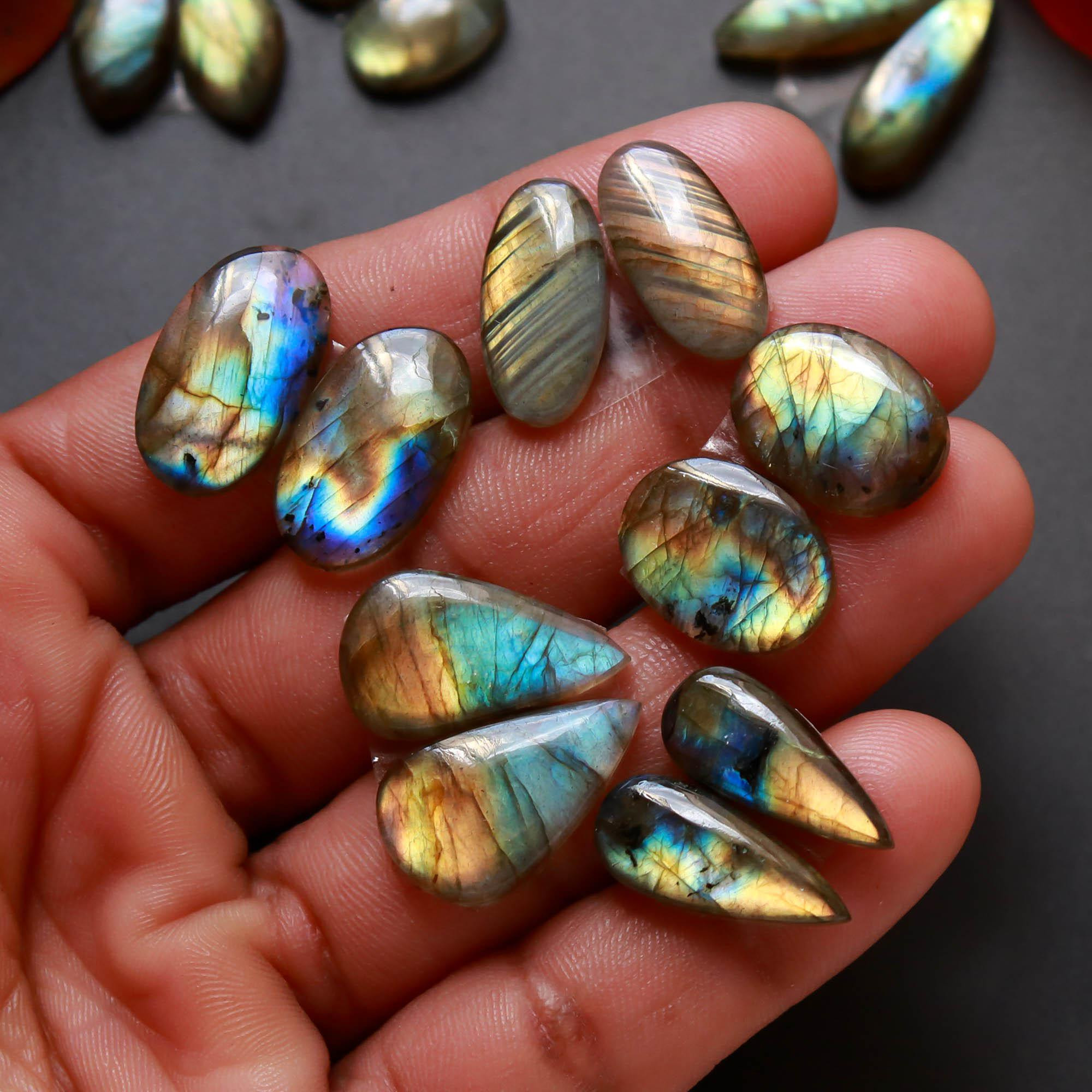 9Pairs 106Cts Natural Labradorite Gemstone Cabochon Pairs Lot 20x10 15x7mm 18505