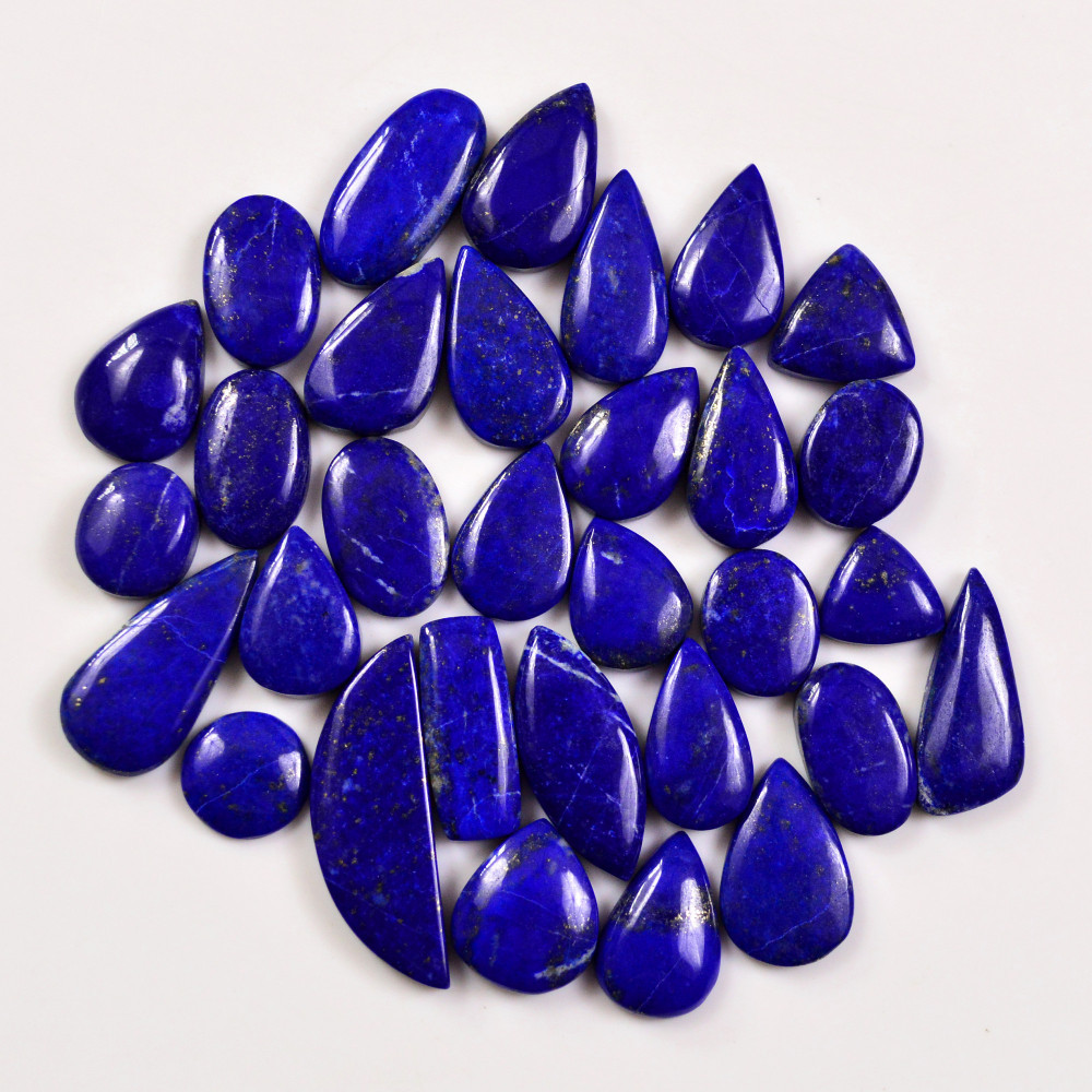 Image of 31 Pcs 259 Cts Natural Lapis Lazuli Cabochons Gemstone Lot for jewellery making32x10 11x11mm #19685
