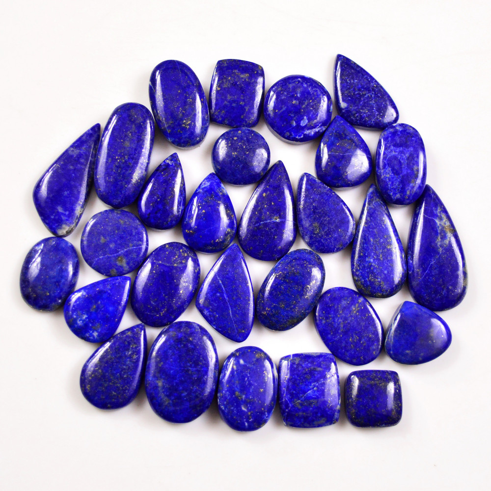 Image of 28 Pcs 238 Cts Natural Lapis Lazuli Cabochons Gemstone Lot for jewellery making25x11 11x11mm #19698