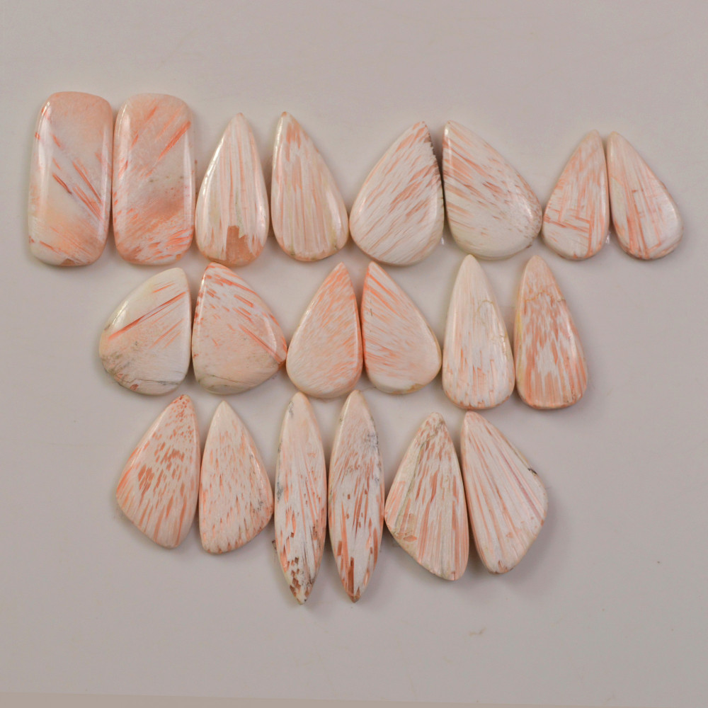 Image of 10 Pairs 118Cts Natural Pink Scolecite gemstone Cabochons Pairs lot for Jewelry Making  30x6 19x9mm #19743