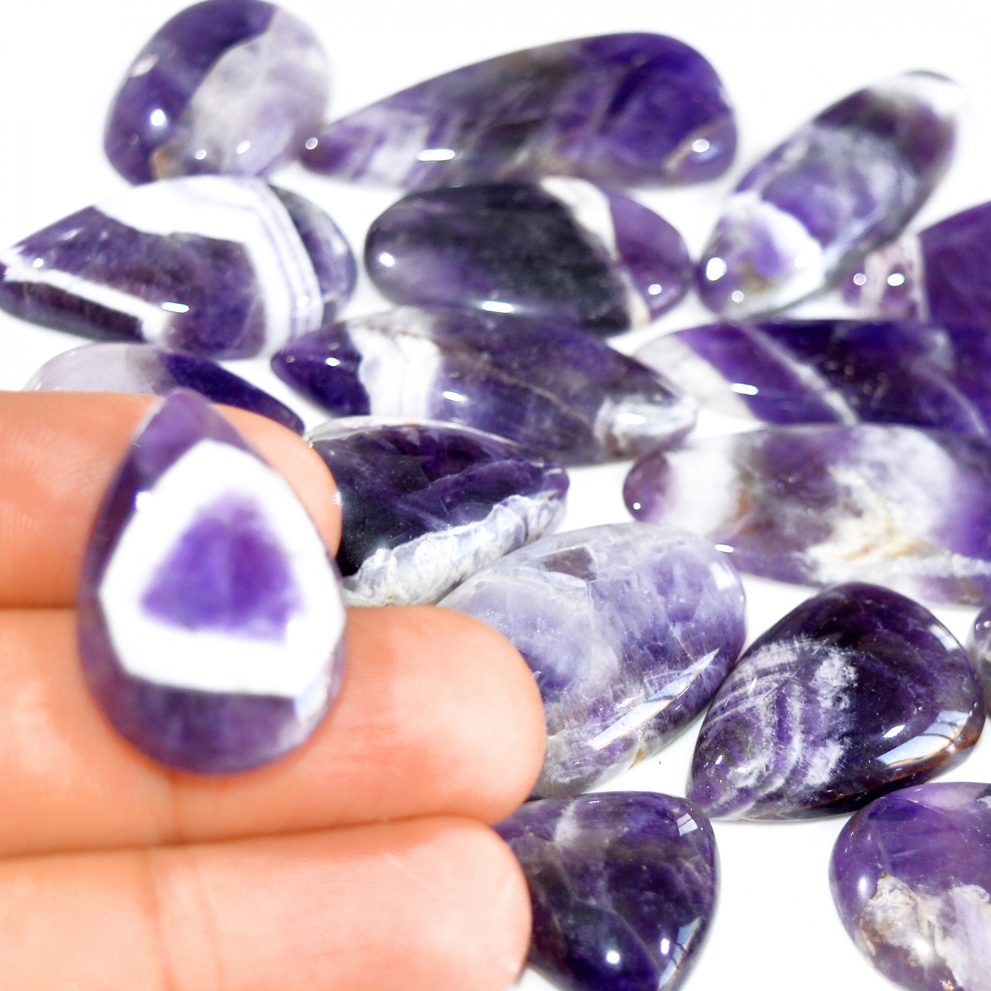 13 Pcs 361 Cts Natural Amethyst Loose Cabochon Gemstone Lot Mixed Shapes For Pendants Handmade Jewelry Supplies 35x16 20x18mm 3111