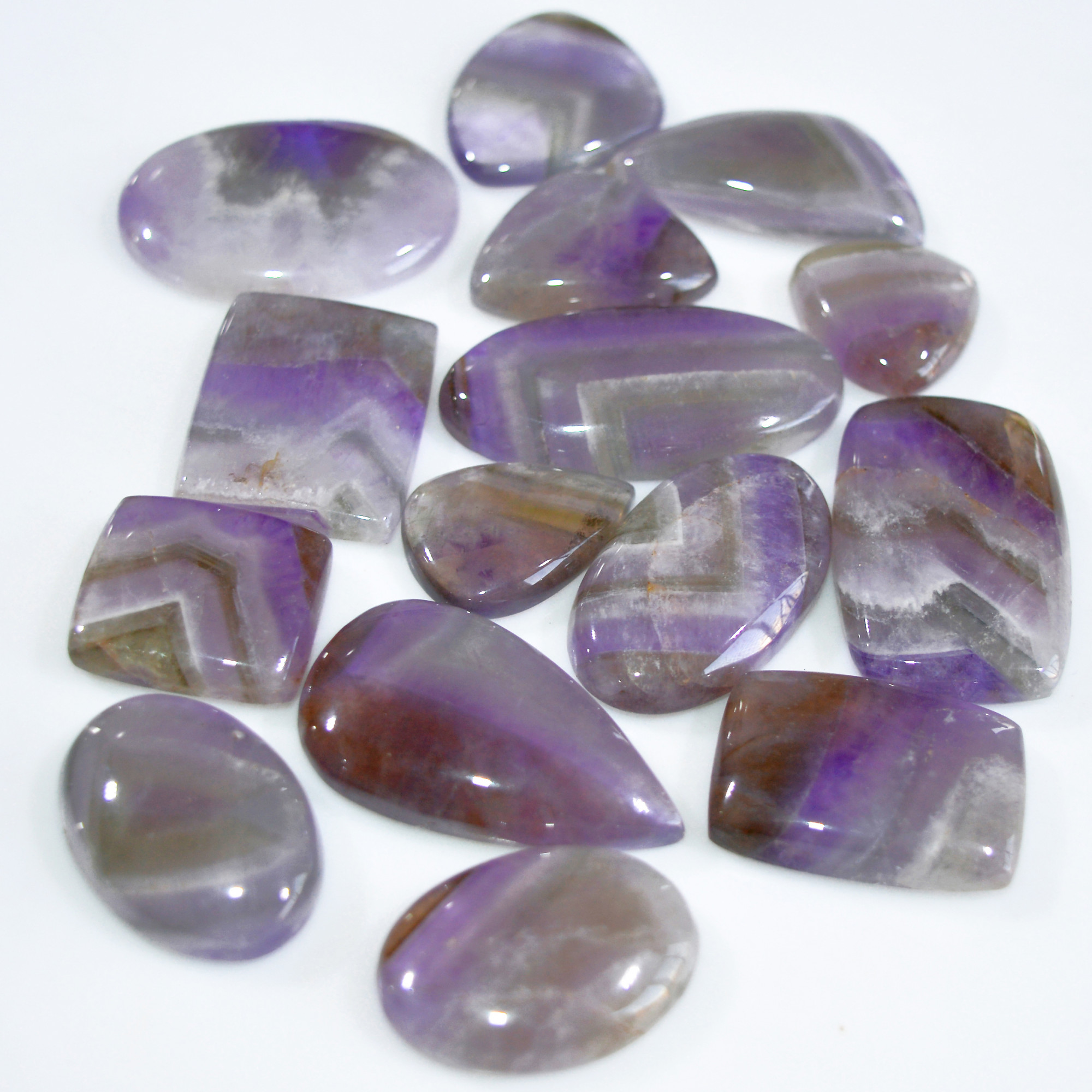 15 Pcs 621 Cts Natural Amethyst Loose Cabochon Gemstone Lot Mixed Shapes For Pendants Handmade Jewelry Supplies 43x20 24x21mm 3043