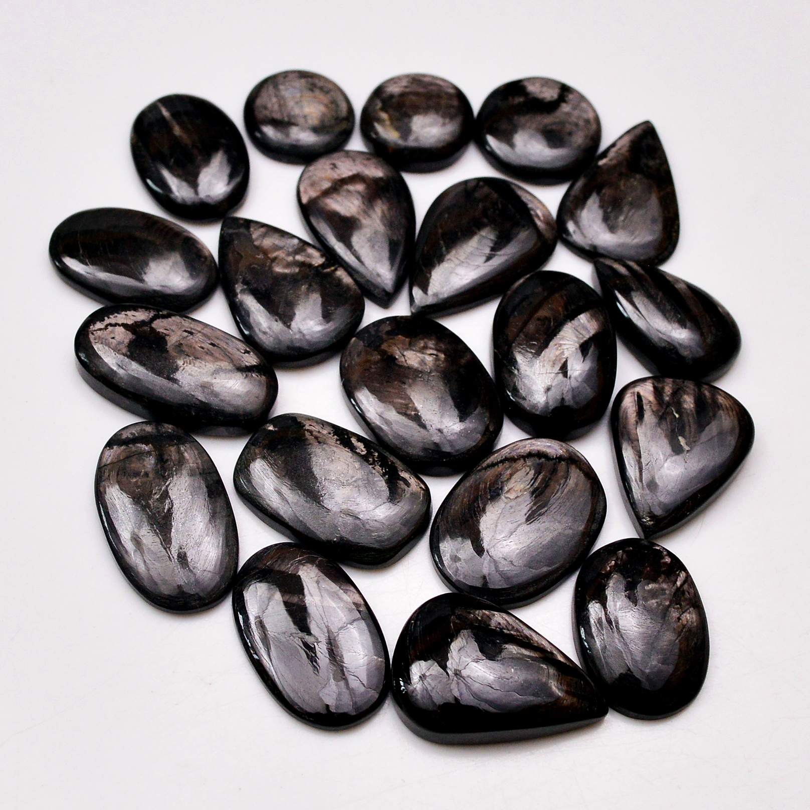19 Pcs 227 Cts Natural Hypersthene Gemstone Cabochon Lot 26X14 13X13mm 18934