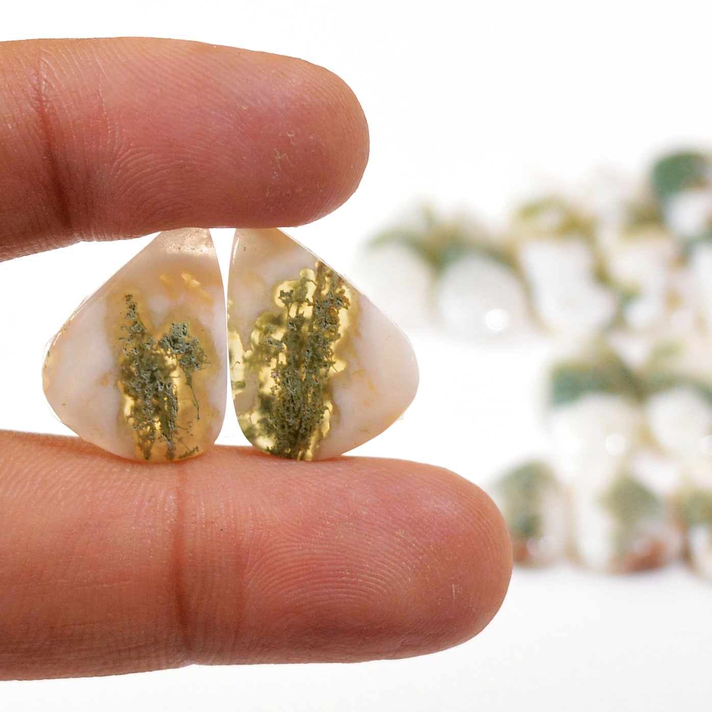 8 Pairs 118 Cts Natural Green Moss Agate Cabochon Gemstone Dangle Earrings Pairs Lot 31x6 15x6mm 18806