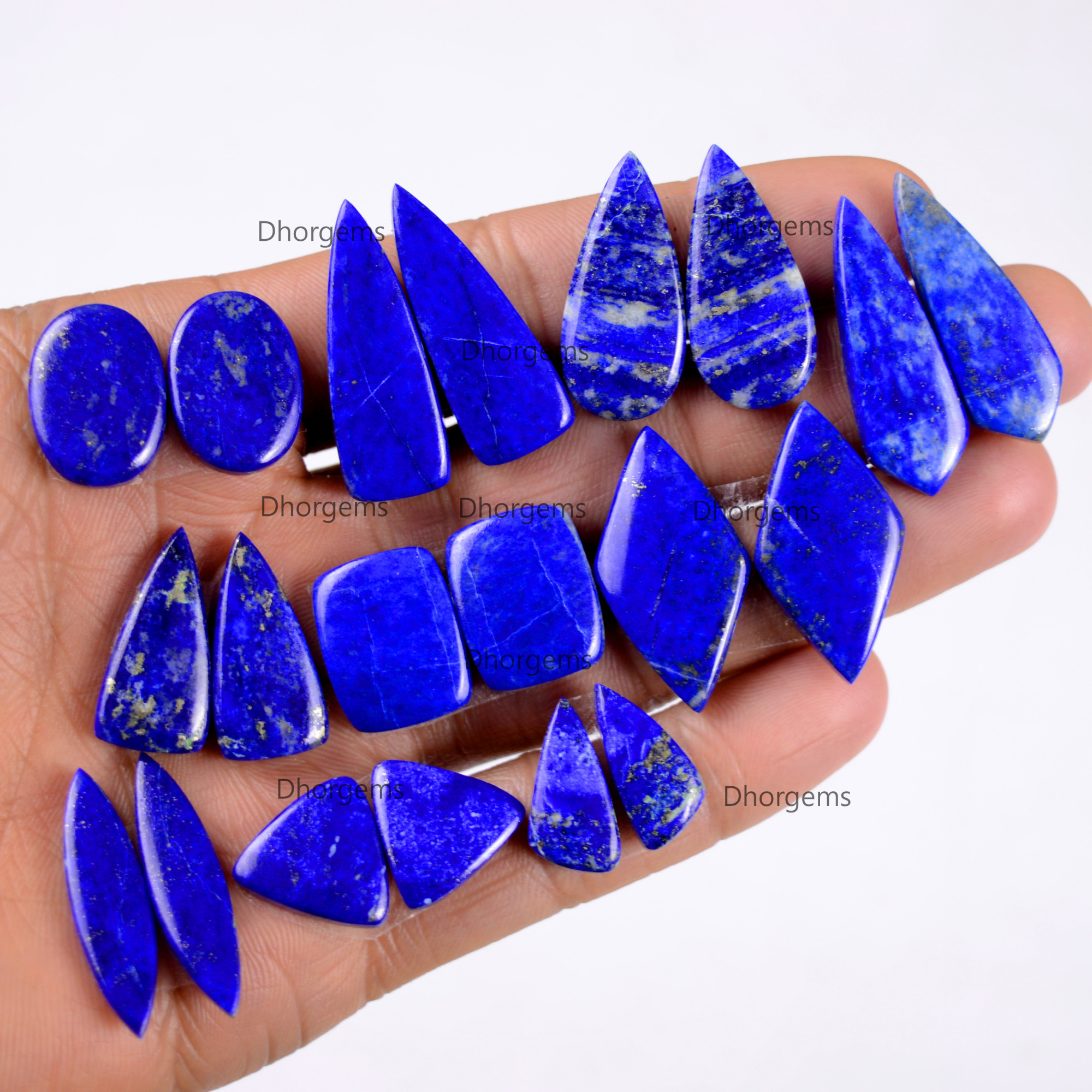 Natural Lapis Lazuli Gemstone Pairs Lot Mix Pairs for Wire Wrapping Blue Stone Cabochons for Silver Dangle Earrings Crystal Healing Gemstone