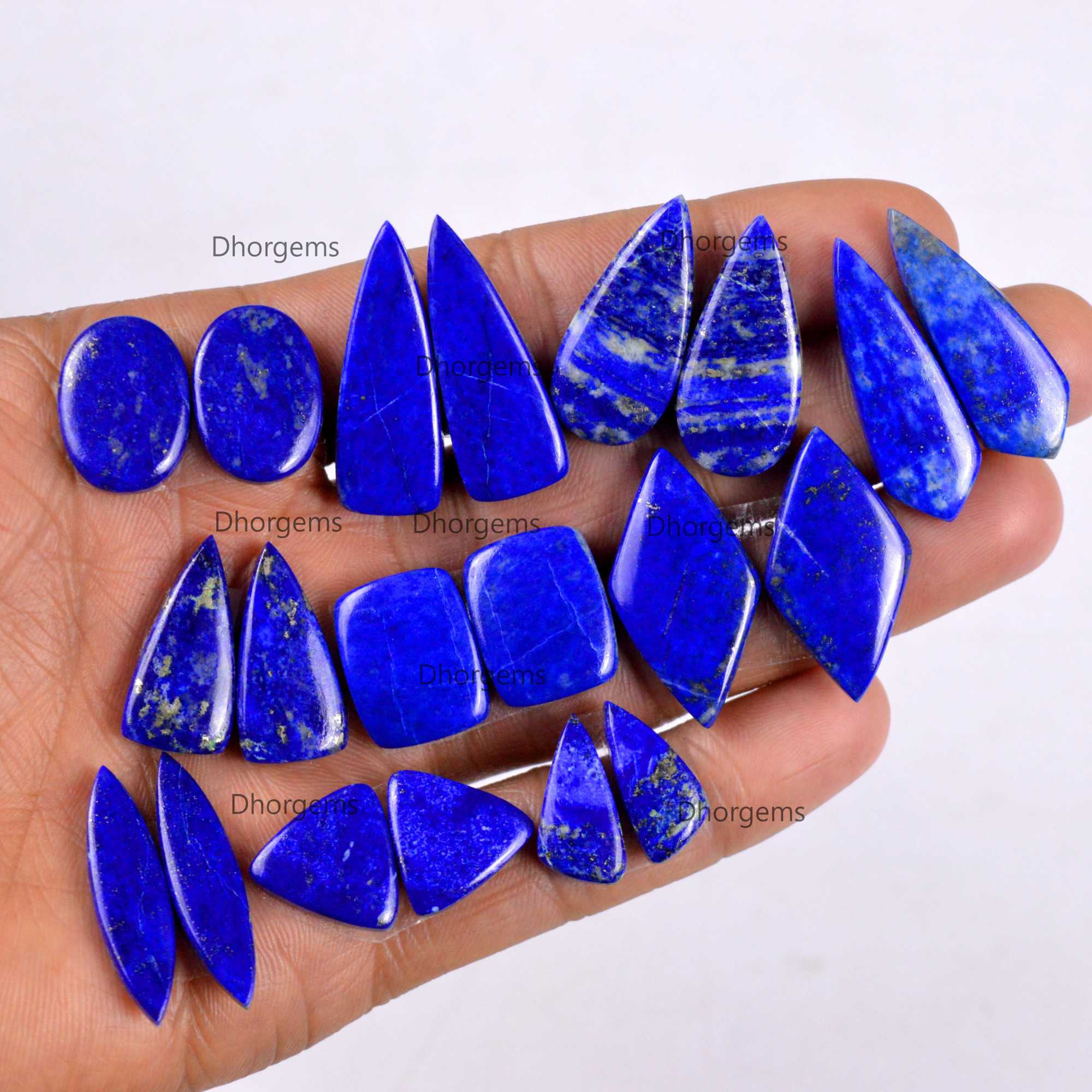 Natural Lapis Lazuli Gemstone Pairs Lot Mix Pairs for Wire Wrapping Blue Stone Cabochons for Silver Dangle Earrings Crystal Healing Gemstone