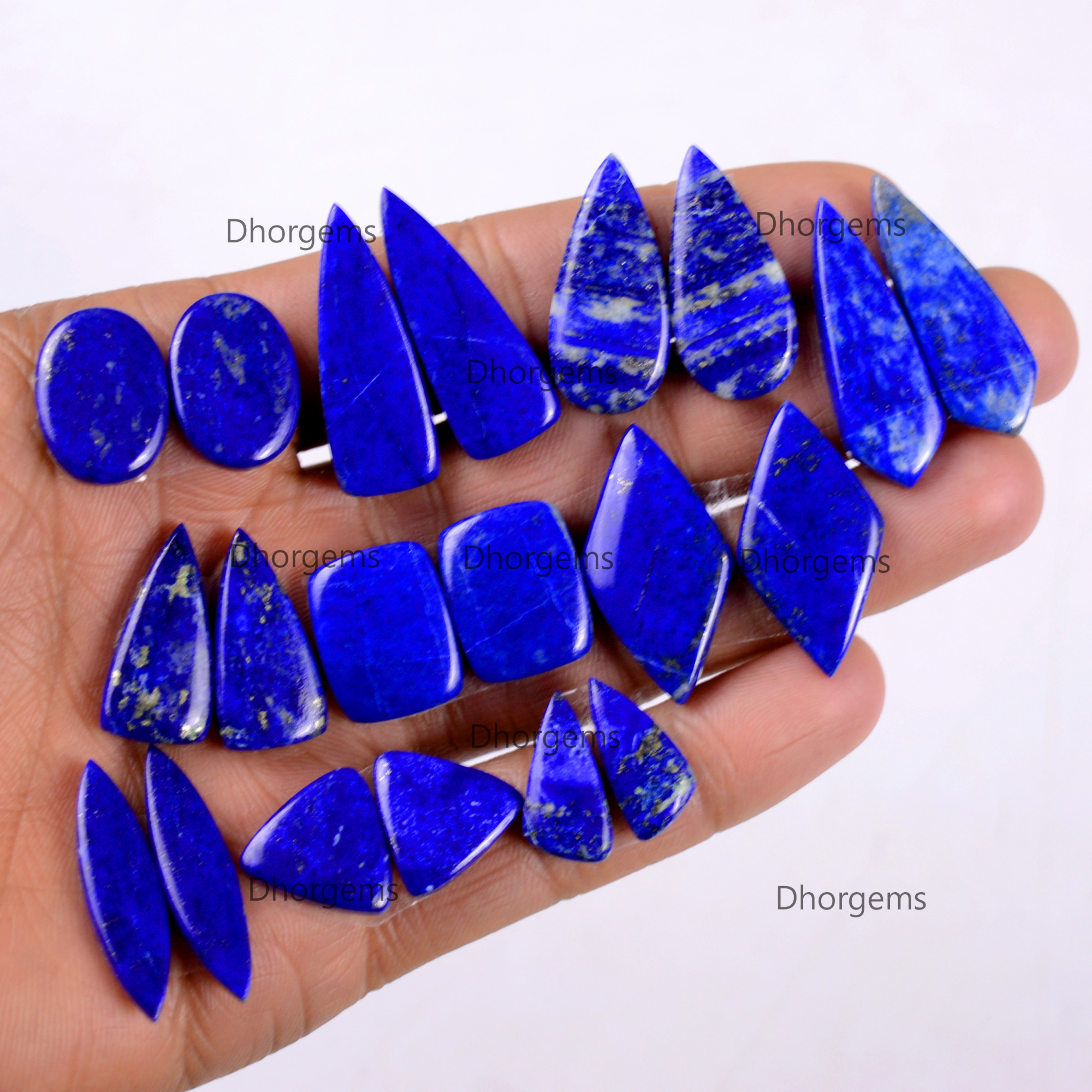 Natural Lapis Lazuli Gemstone Pairs Lot Mix Pairs for Wire Wrapping Blue Stone Cabochons for Silver Dangle Earrings Crystal Healing Gemstone