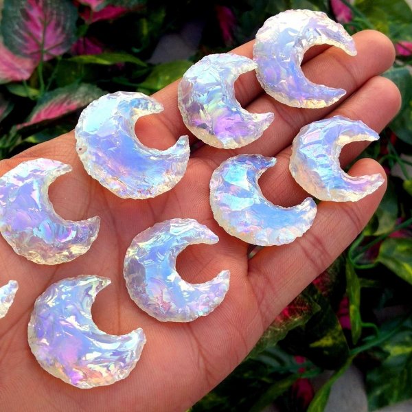 Aura Opalite moon carving pendant gemstone