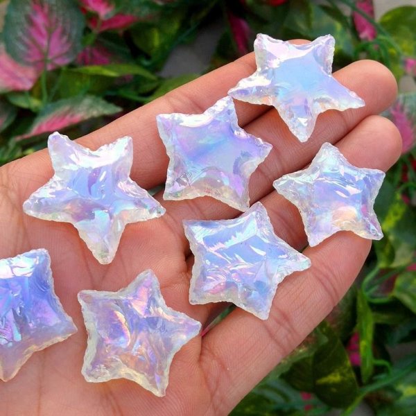 aura opalite star carving pendant gemstone