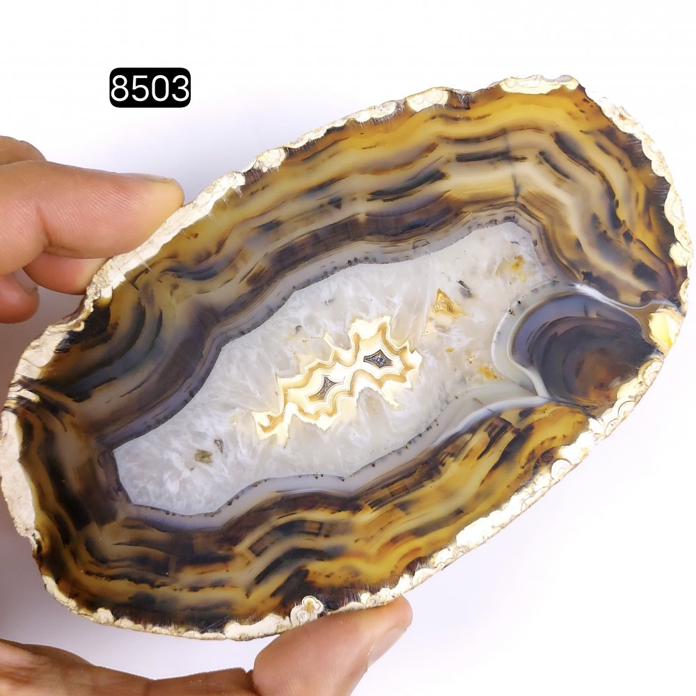 1Pcs 717Cts Natural Agate Slice Geode Slices Crystal Agate Slice Loose Gemstone For Jewelry Making Lot 130x80mm #8505-3