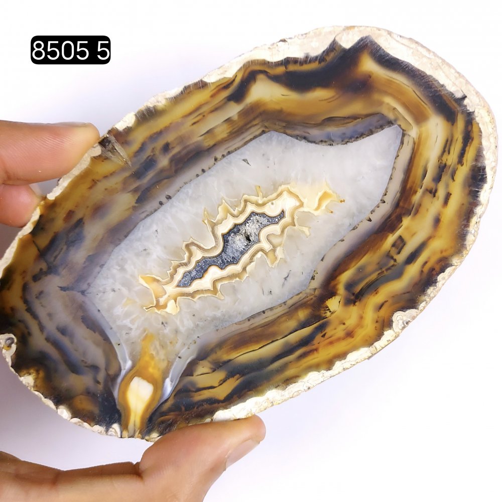 1Pcs 657Cts Natural Agate Slice Geode Slices Crystal Agate Slice Loose Gemstone For Jewelry Making Lot 130x80mm #8505-5