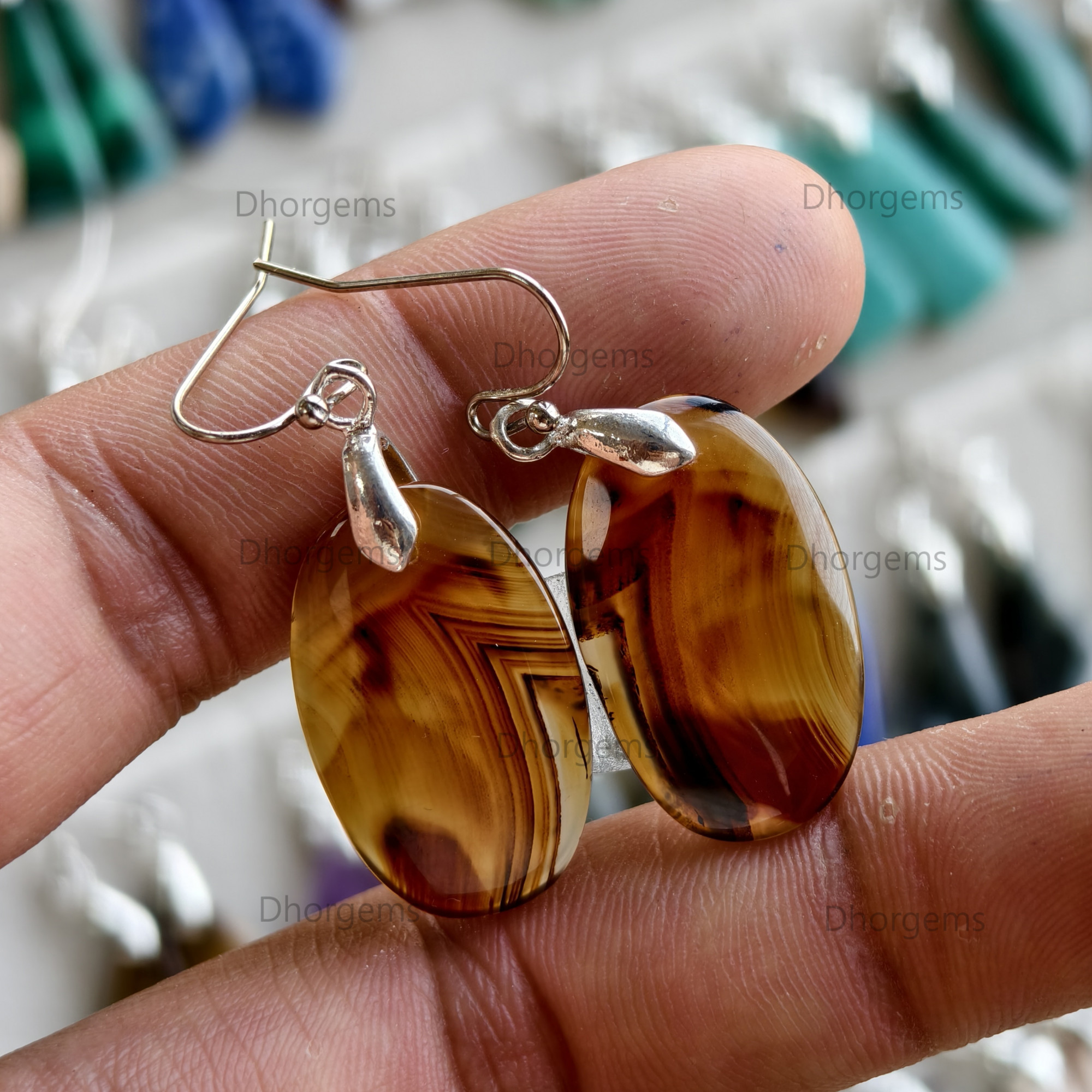 Natural Assorted Gemstone Pinch Bail Mix Earrings 925 Silver Plated Hook Whole Lot Gift For Her
