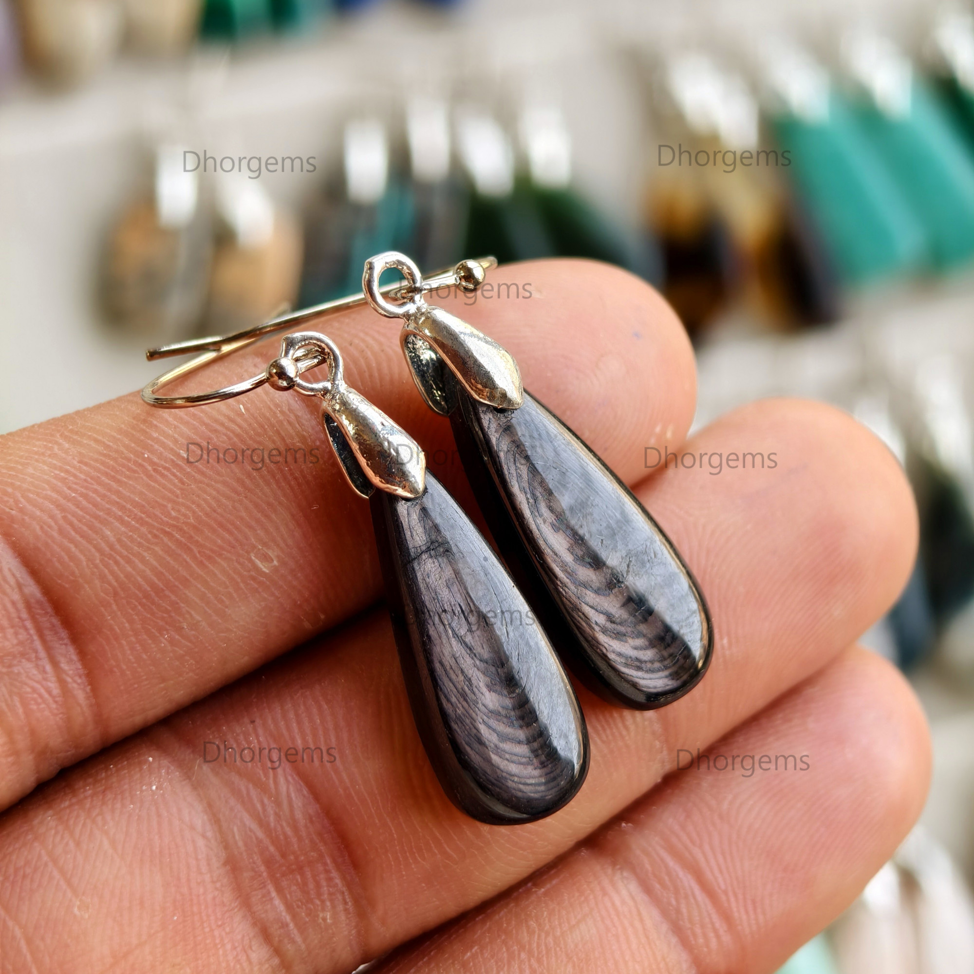 Natural Assorted Gemstone Pinch Bail Mix Earrings 925 Silver Plated Hook Whole Lot Gift For Her