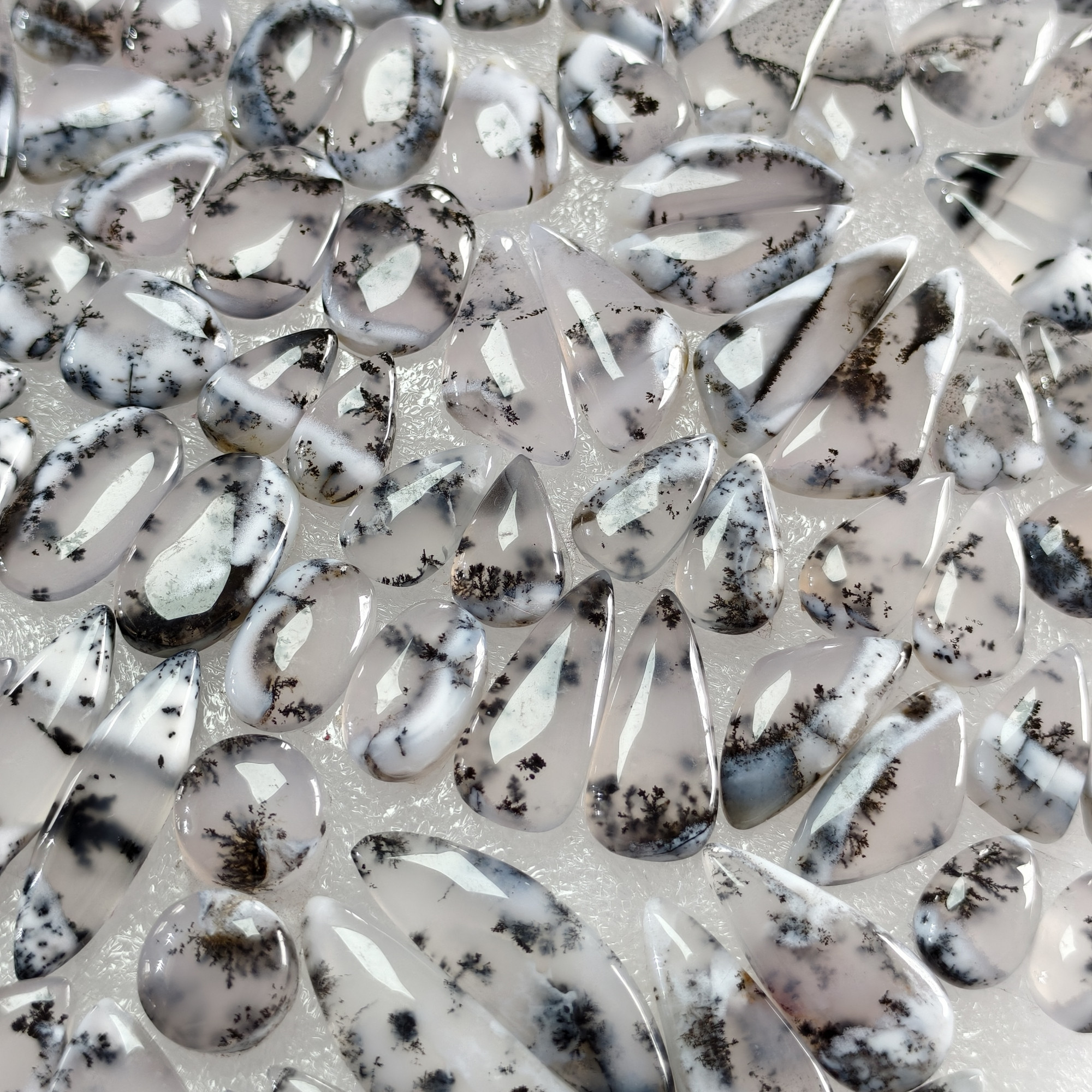 Natural Dendrite Agate Cabochon Matching Pair 16 Cts Earring Gemstones 11x11x3mm  28x12x3mm Polished Natural Loose Stones