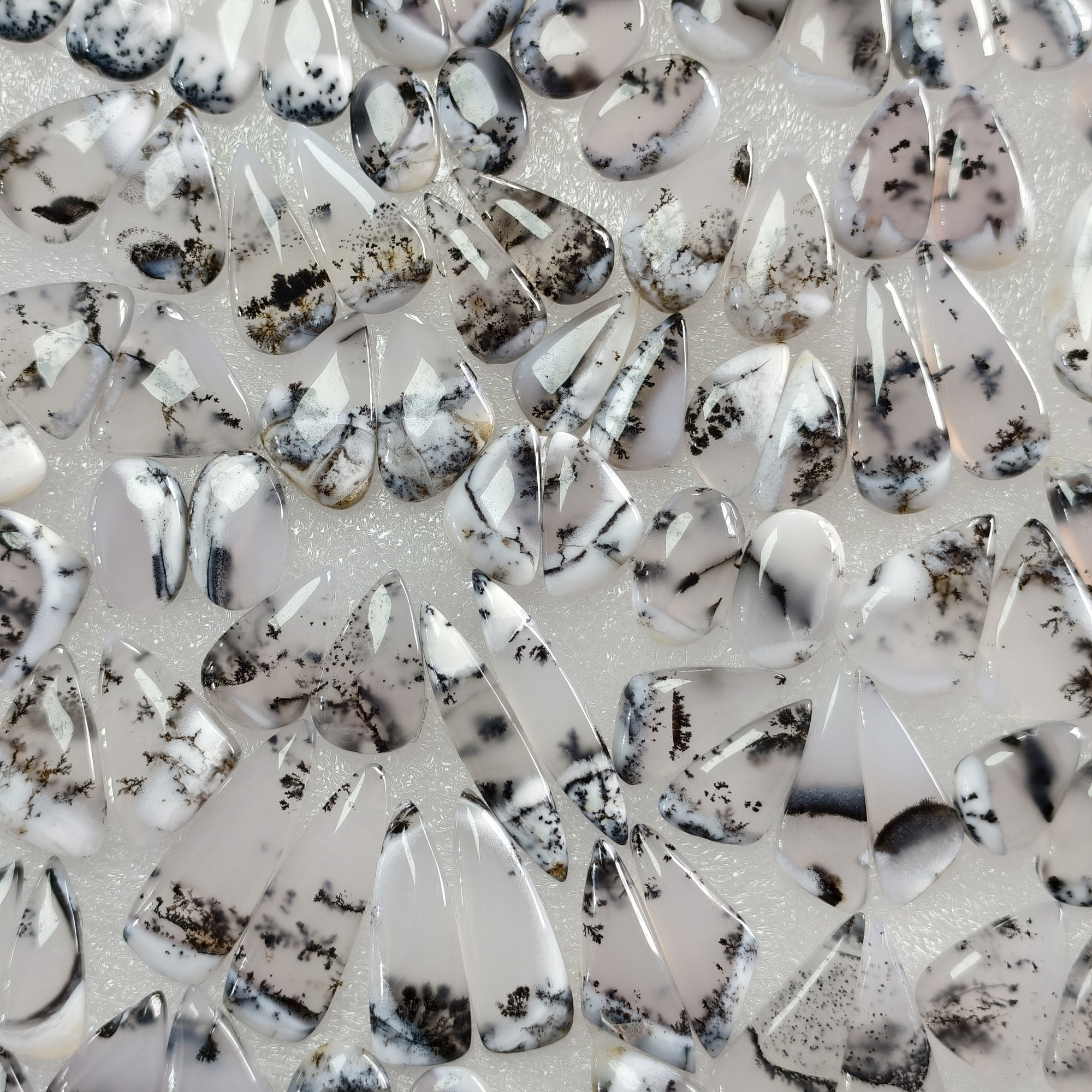 Natural Dendrite Agate Cabochon Matching Pair 16 Cts Earring Gemstones 11x11x3mm  28x12x3mm Polished Natural Loose Stones