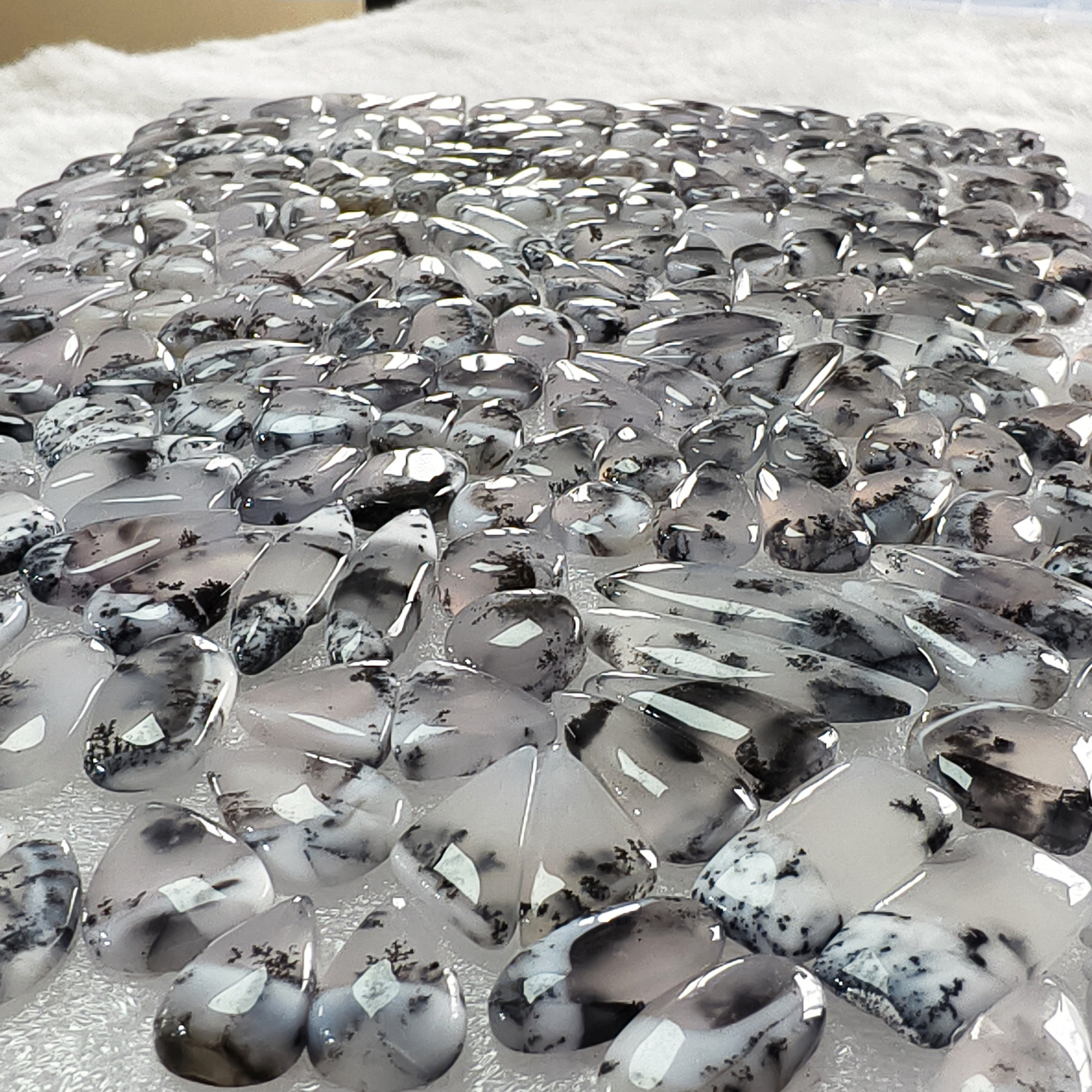 Natural Dendrite Agate Cabochon Matching Pair 16 Cts Earring Gemstones 11x11x3mm  28x12x3mm Polished Natural Loose Stones