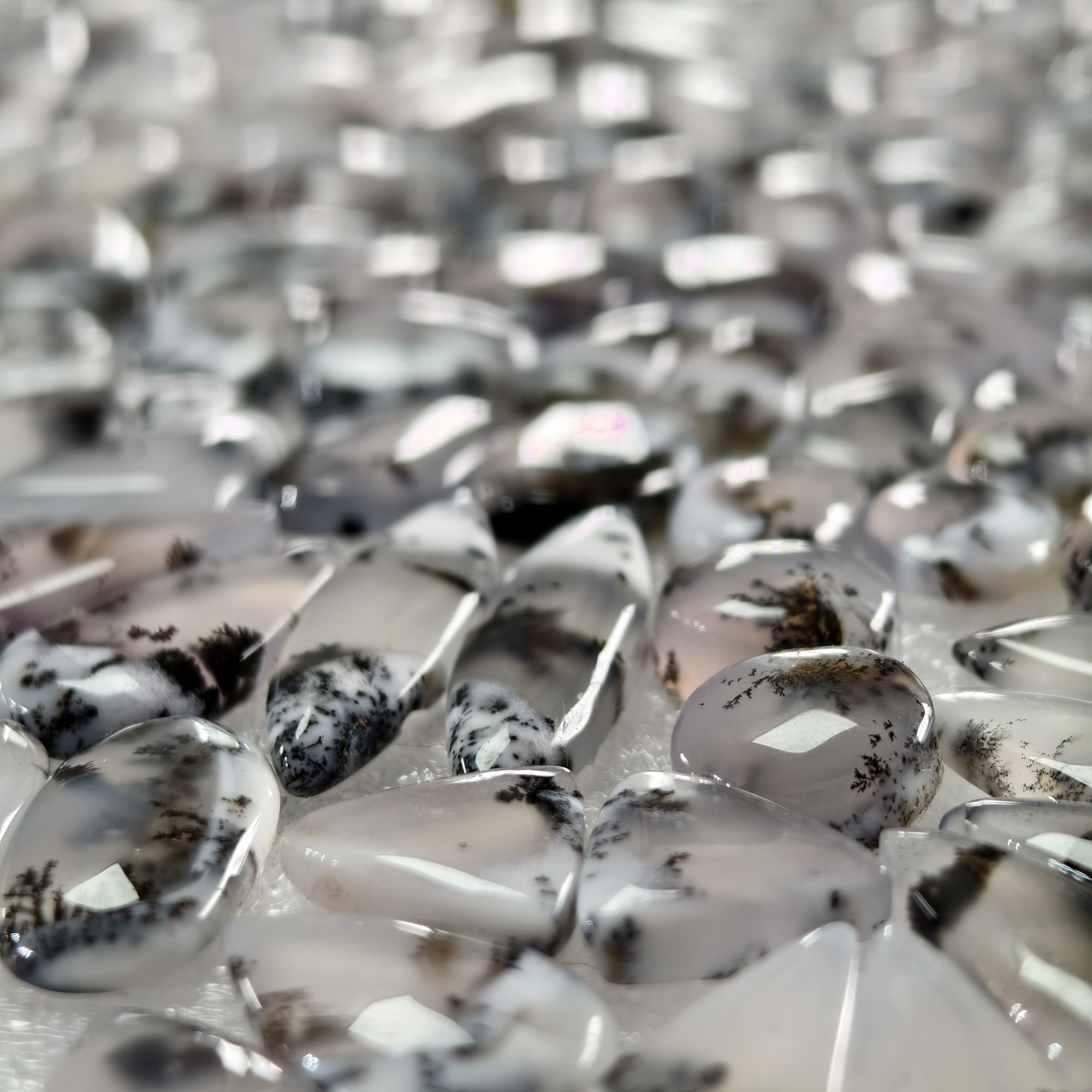Natural Dendrite Agate Cabochon Matching Pair 16 Cts Earring Gemstones 11x11x3mm  28x12x3mm Polished Natural Loose Stones