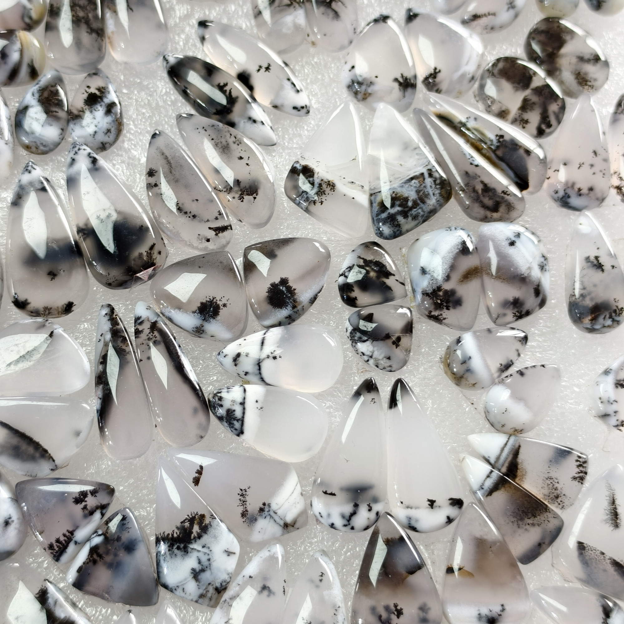 Natural Dendrite Agate Cabochon Matching Pair 17 Cts Earring Gemstones 13x7x3  25x12x3mm  Polished Natural Loose Stones