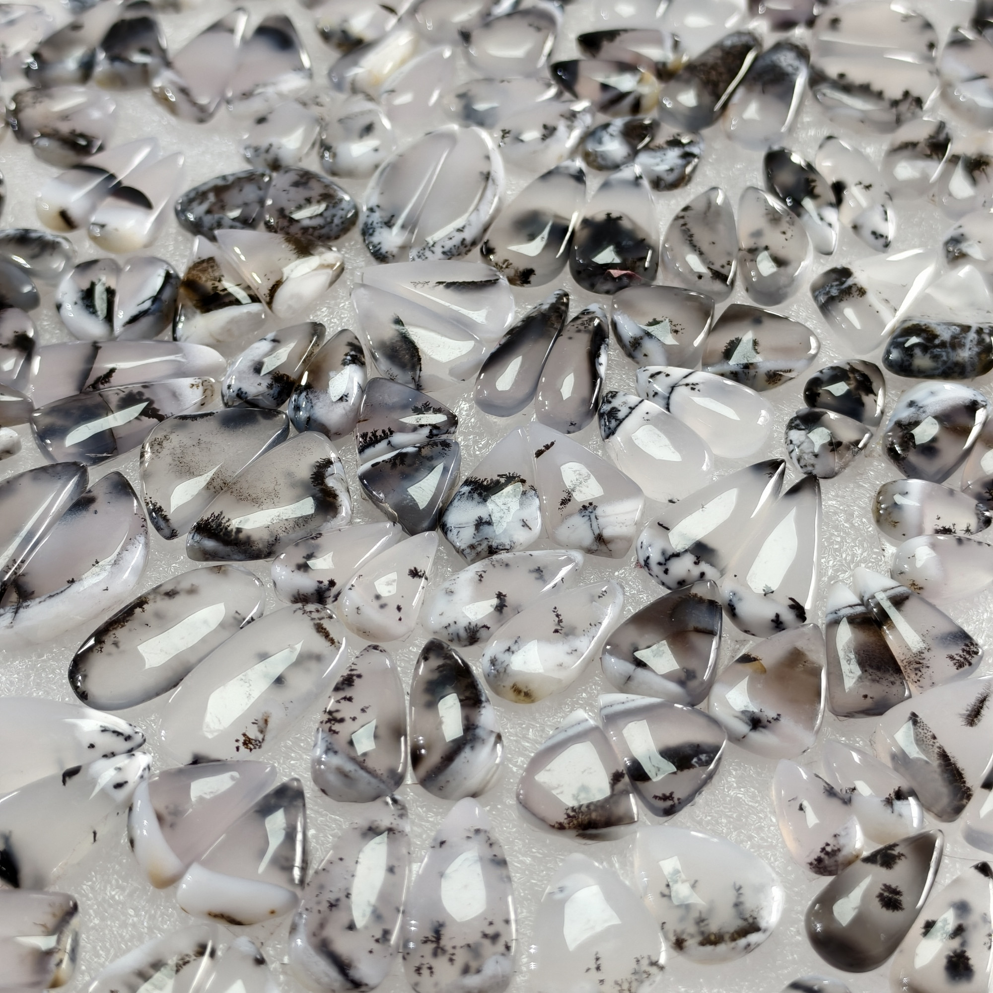 Natural Dendrite Agate Cabochon Matching Pair 17 Cts Earring Gemstones 13x7x3  25x12x3mm  Polished Natural Loose Stones