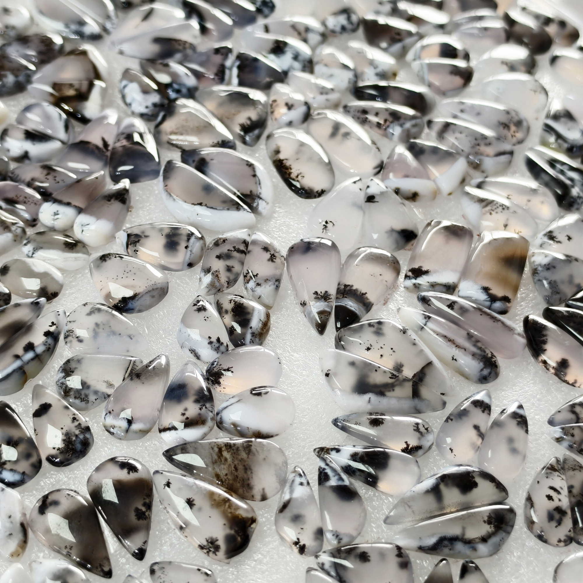 Natural Dendrite Agate Cabochon Matching Pair 17 Cts Earring Gemstones 13x7x3  25x12x3mm  Polished Natural Loose Stones