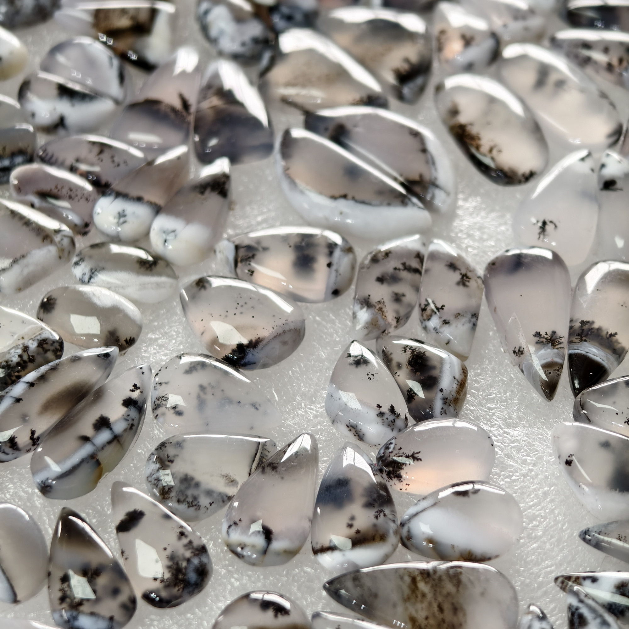 Natural Dendrite Agate Cabochon Matching Pair 17 Cts Earring Gemstones 13x7x3  25x12x3mm  Polished Natural Loose Stones