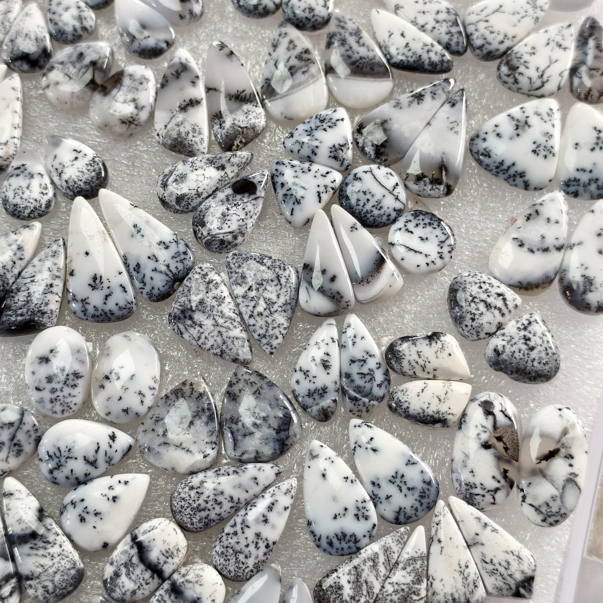 Dendrite Agate Earring Pair Natural Gemstone Matching Cabochons 13x10x329x11x3 Jewelry Making Stones 11ct Avg