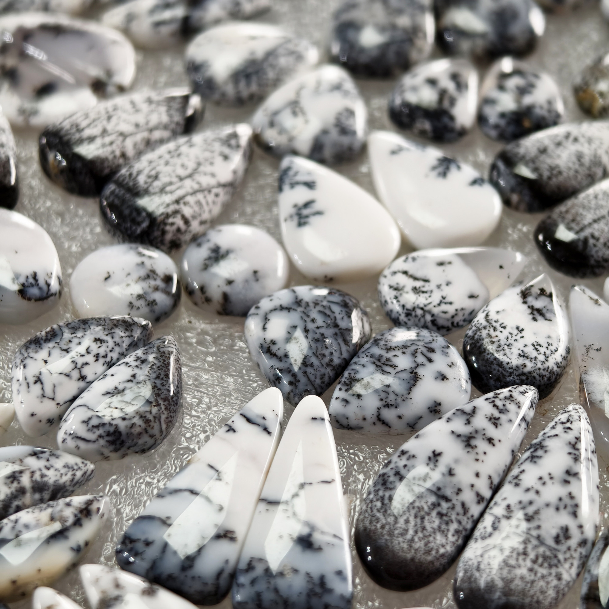 Dendrite Agate Earring Pair Natural Gemstone Matching Cabochons 13x10x329x11x3 Jewelry Making Stones 11ct Avg