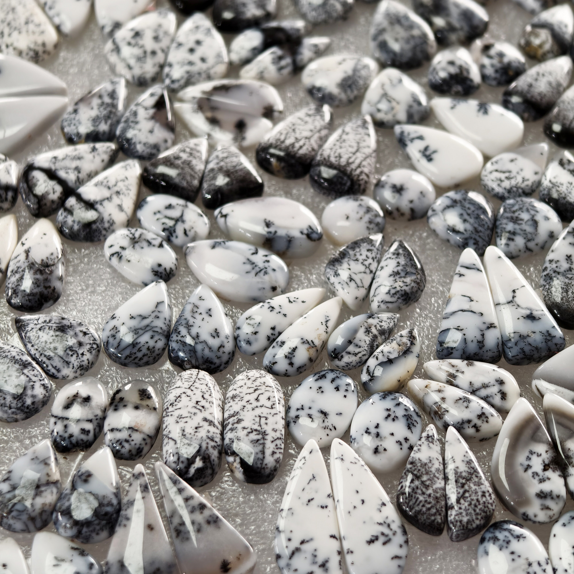 Dendrite Agate Earring Pair Natural Gemstone Matching Cabochons 13x10x329x11x3 Jewelry Making Stones 11ct Avg